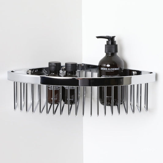 Luxe Chrome Corner Shower Storage Basket