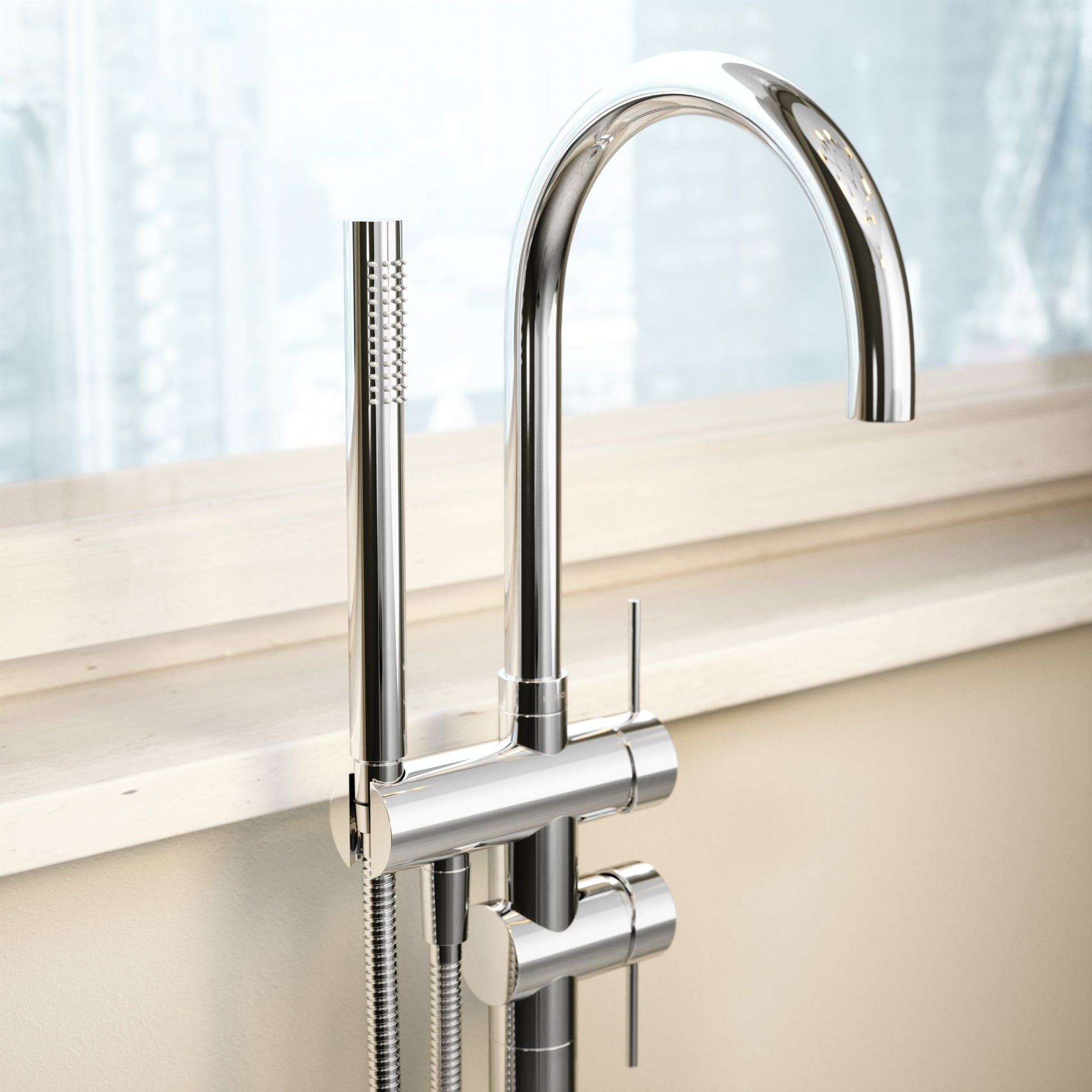 Luxe Chrome Floorstanding Bath Shower Mixer Tap