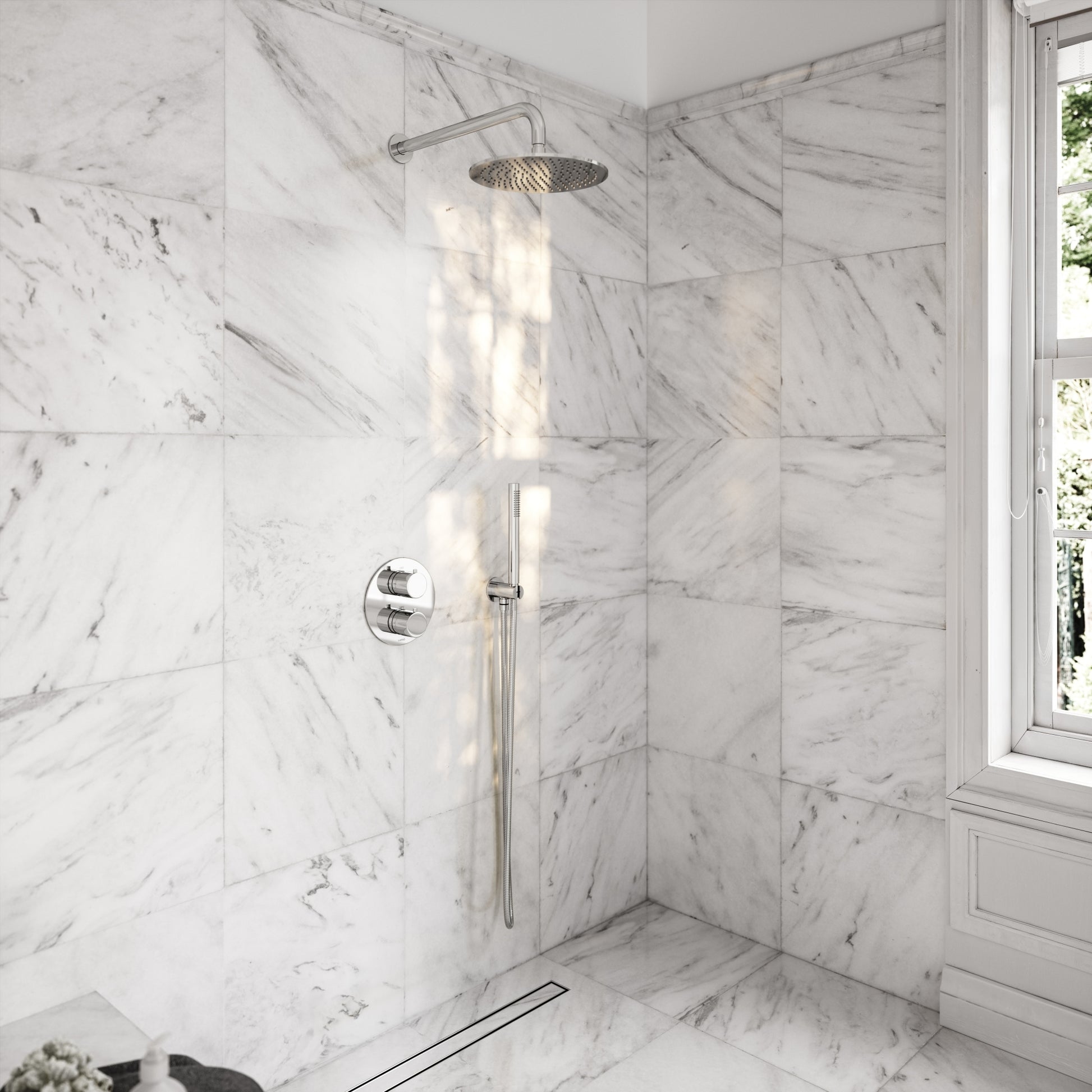 Luxe Chrome Thermostatic Shower with Handheld Shower