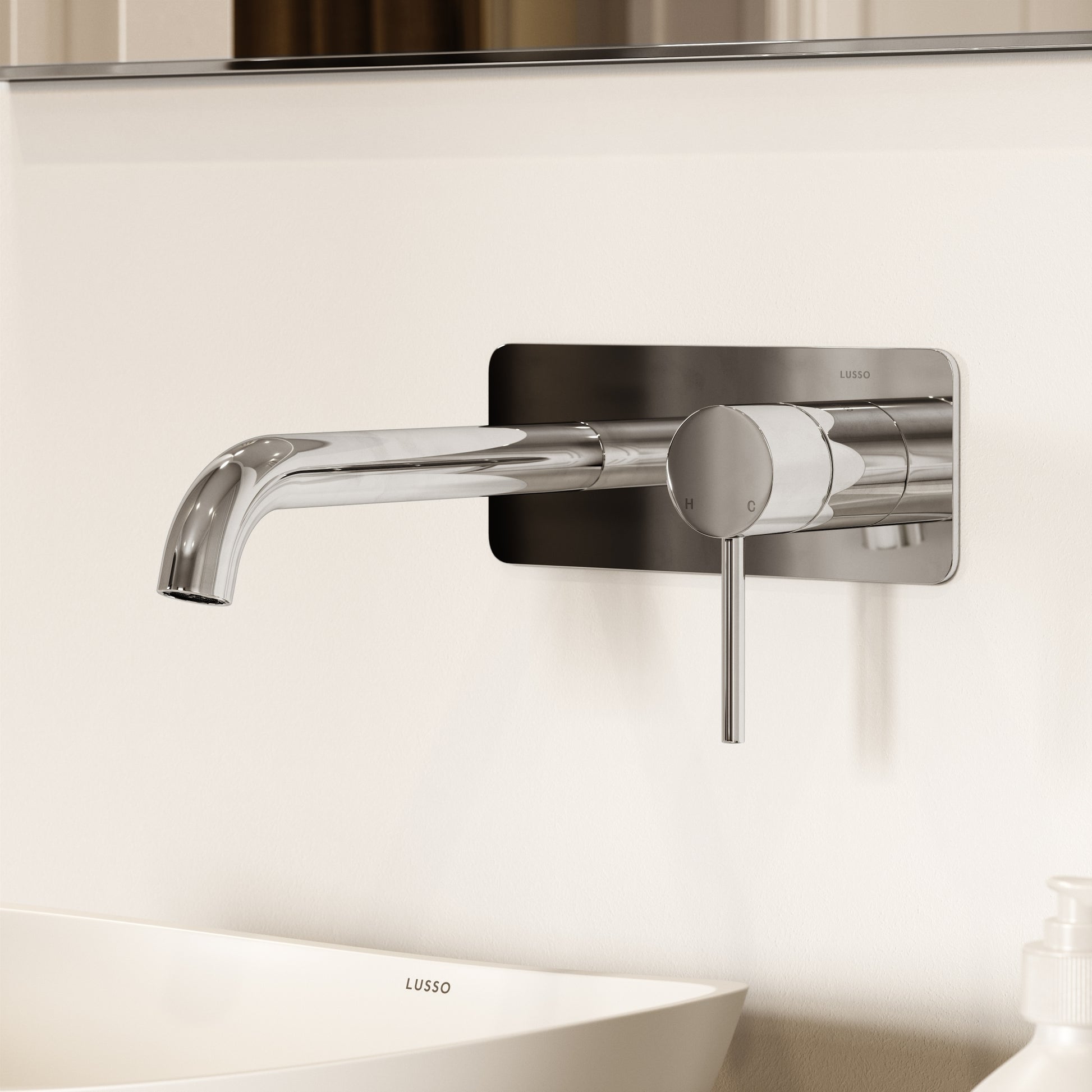 Luxe Chrome Wall Mounted Basin Mixer Tap V2