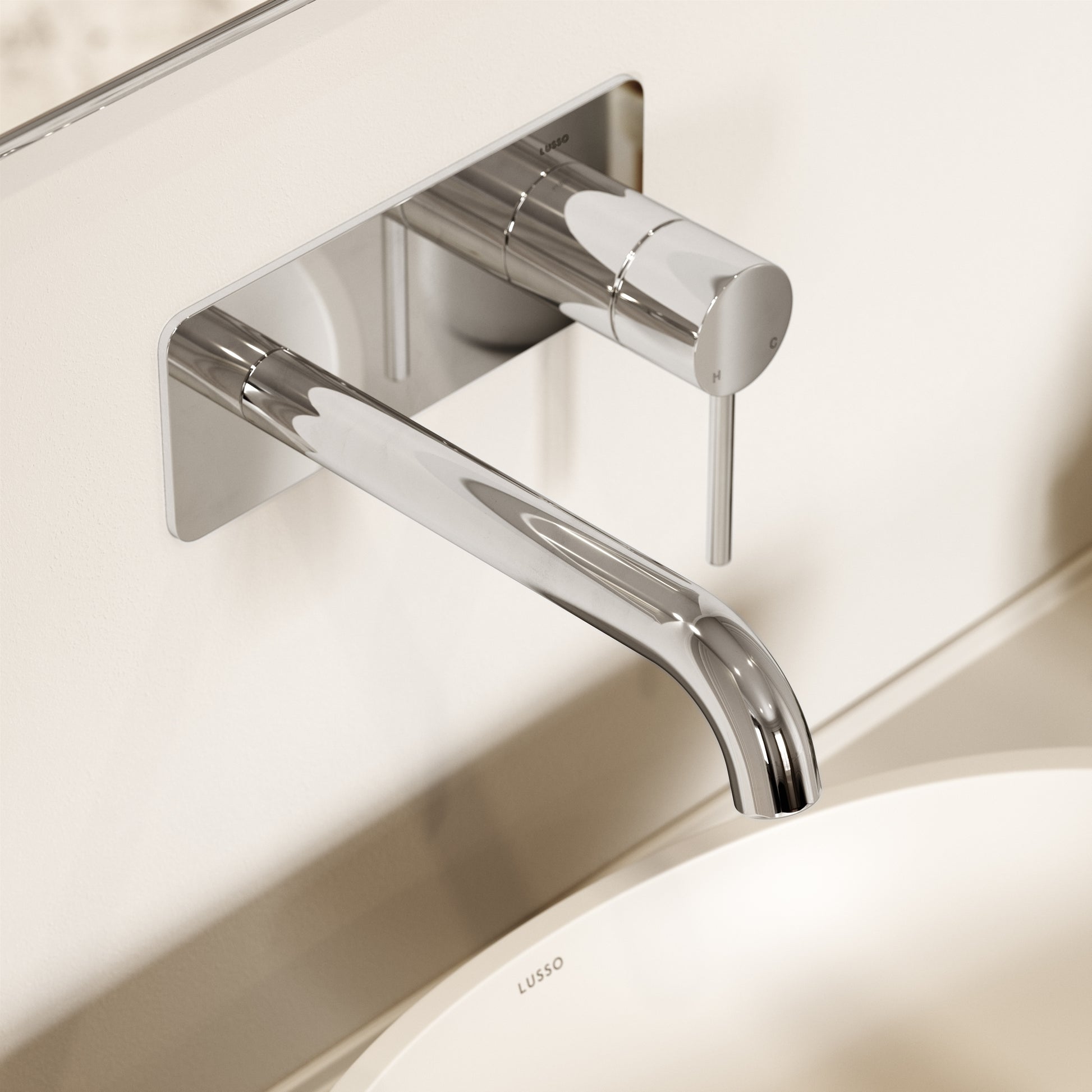 Luxe Chrome Wall Mounted Basin Mixer Tap V2