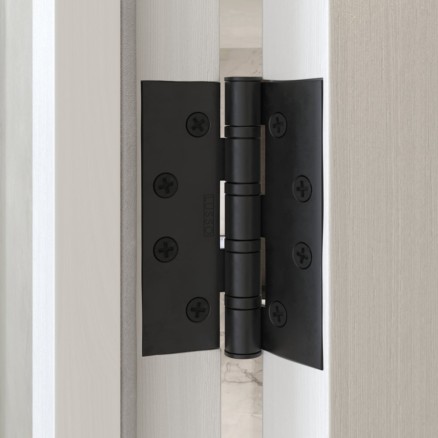 Luxe Knurled Matte Black Bathroom WC Door Handle Latch and Hinge Bundle
