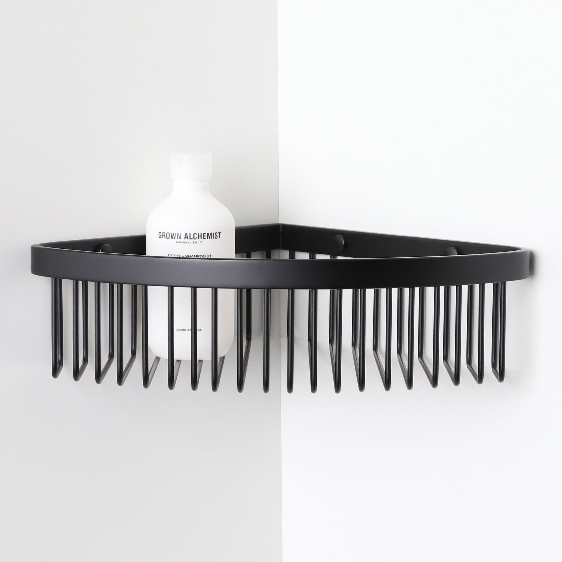 Luxe Matte Black Corner Shower Storage Basket