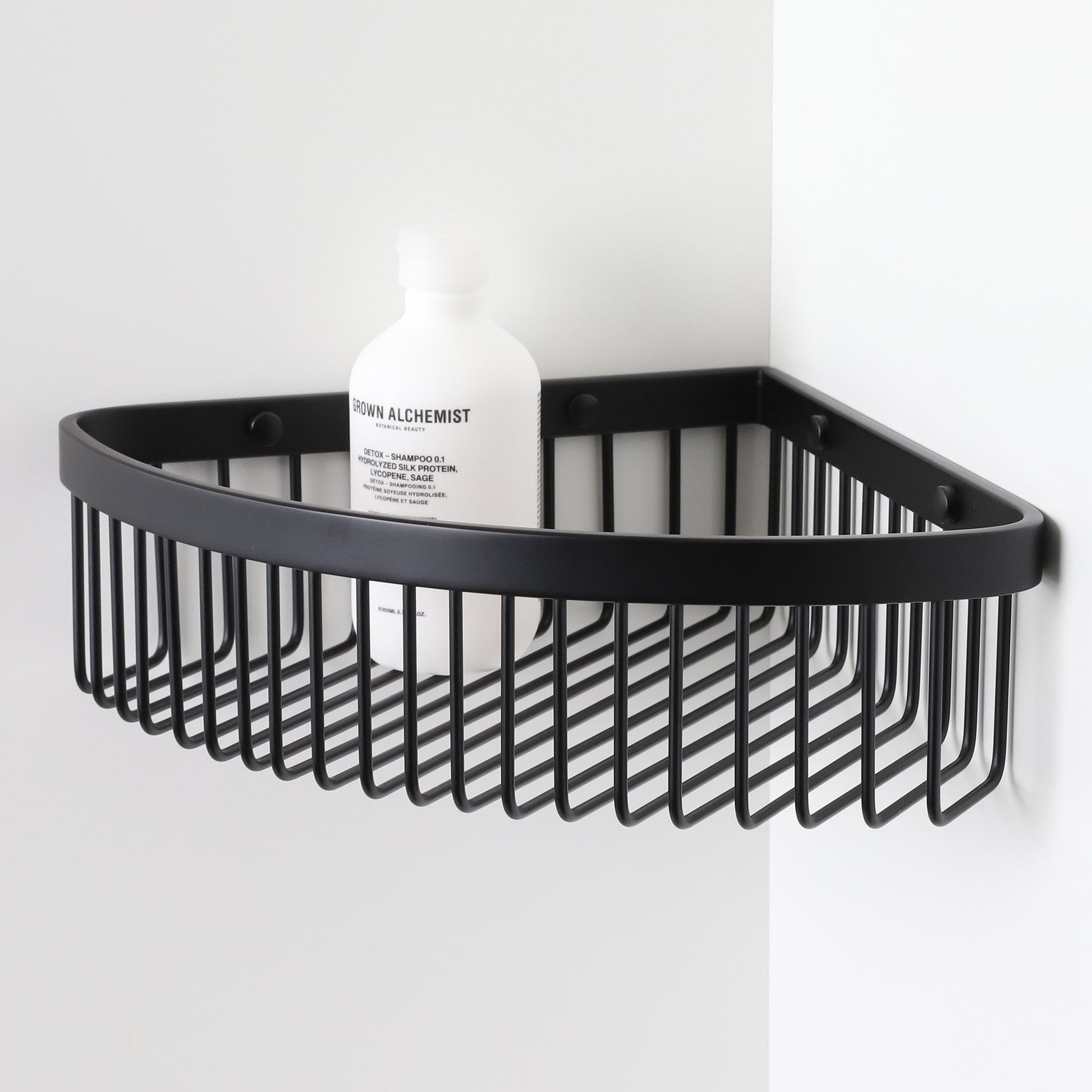 Luxe Matte Black Corner Shower Storage Basket