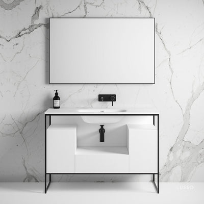 Luxe Matte Black Frame Vanity Unit with Stone Basin 1200mm