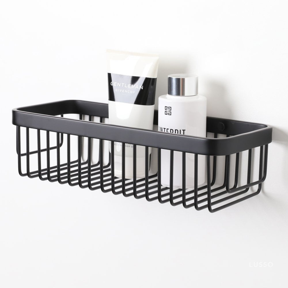 Luxe Matte Black Large Shower Storage Basket