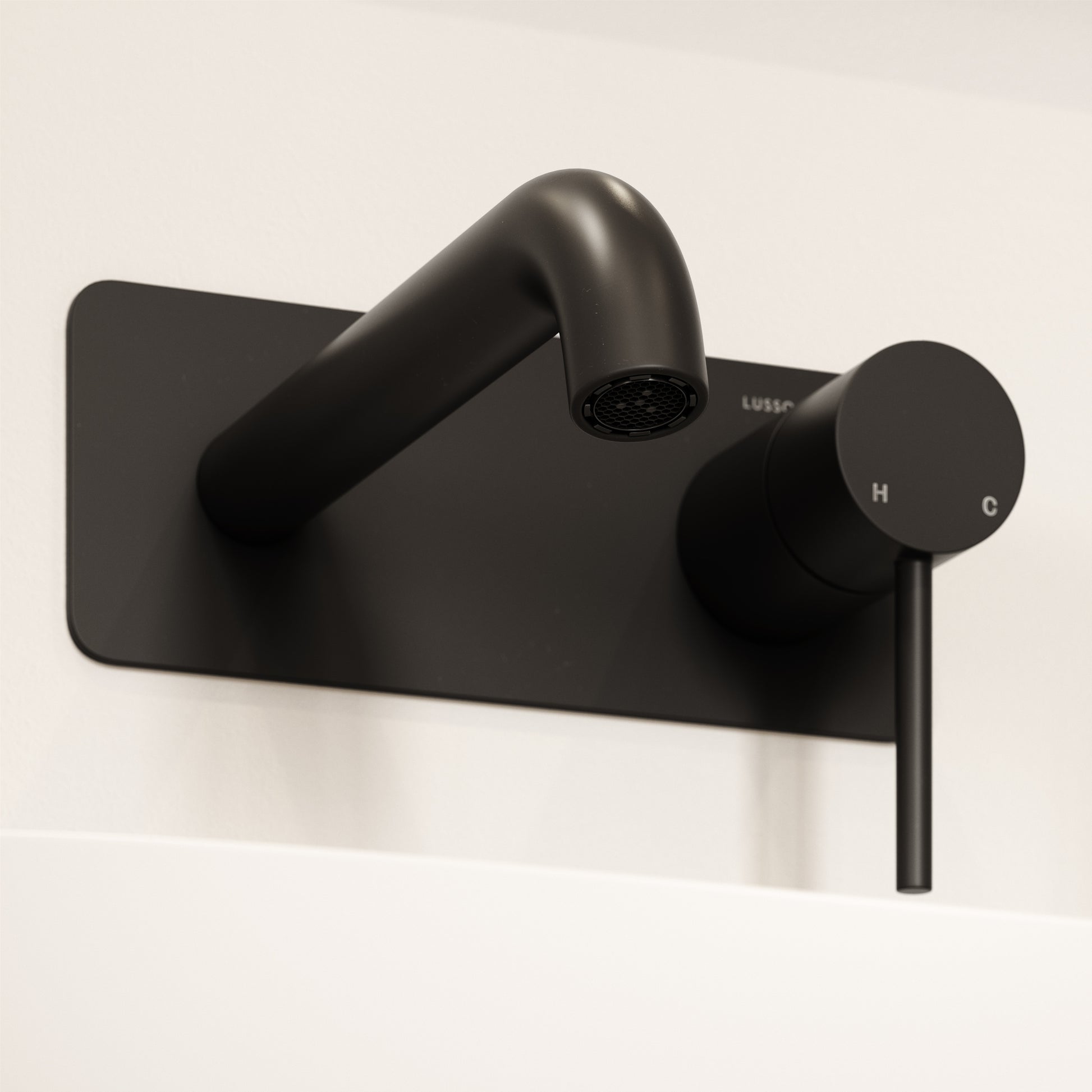 Luxe Matte Black Wall Mounted Basin Mixer Tap V2