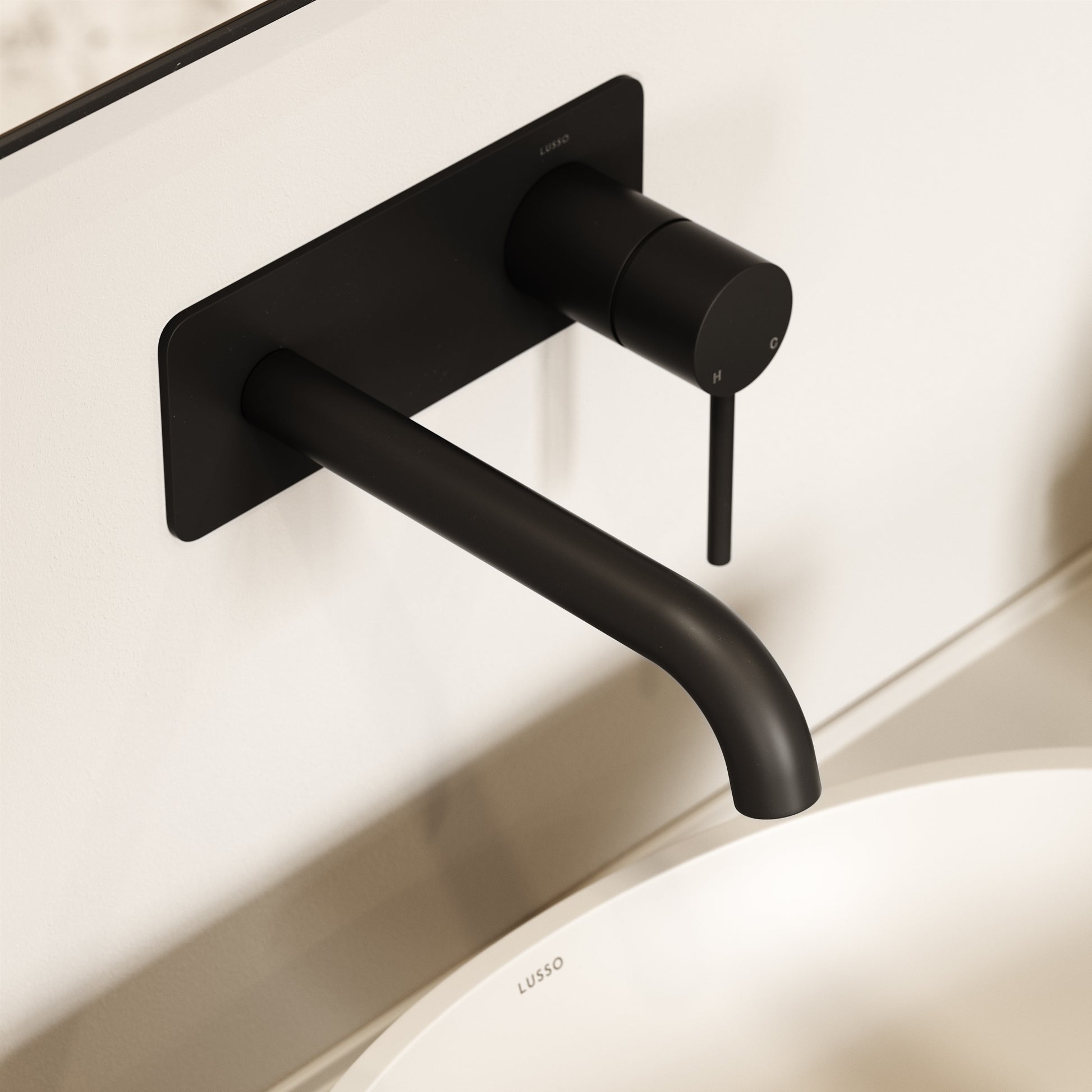 Luxe Matte Black Wall Mounted Basin Mixer Tap V2