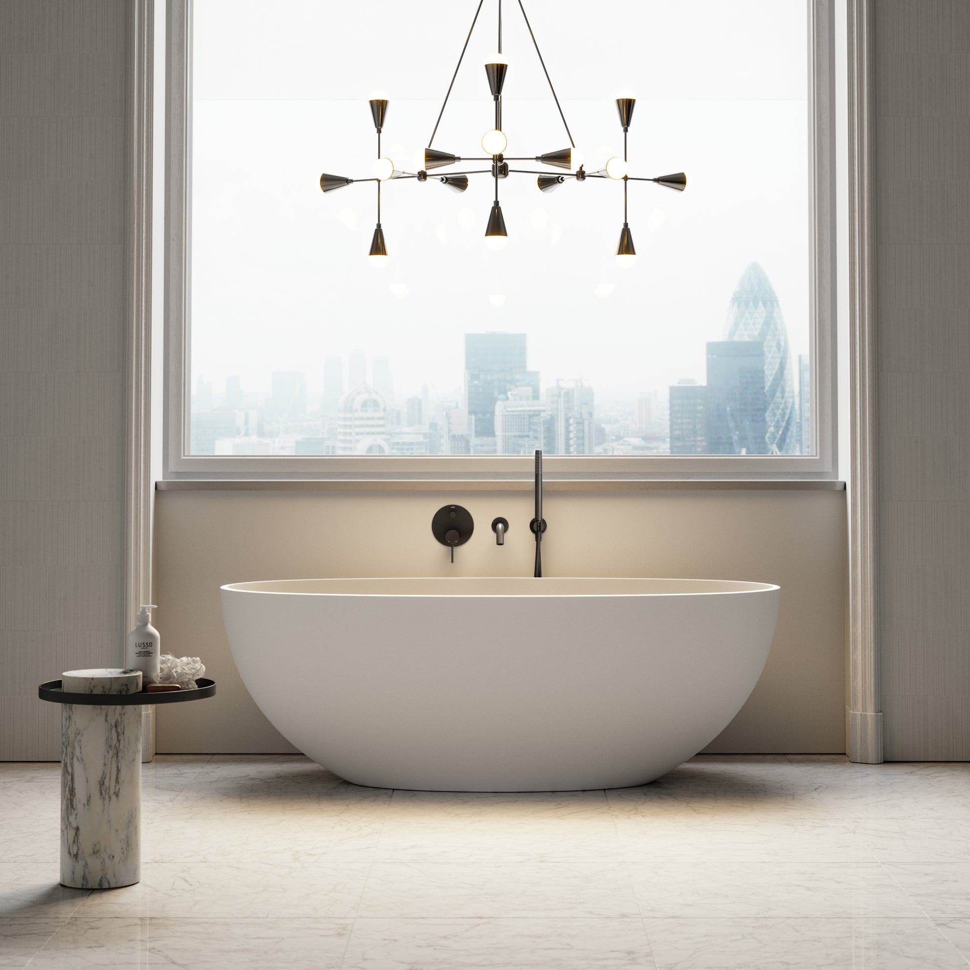 Luxe Matte Black Wall Mounted Bath Shower Mixer Tap