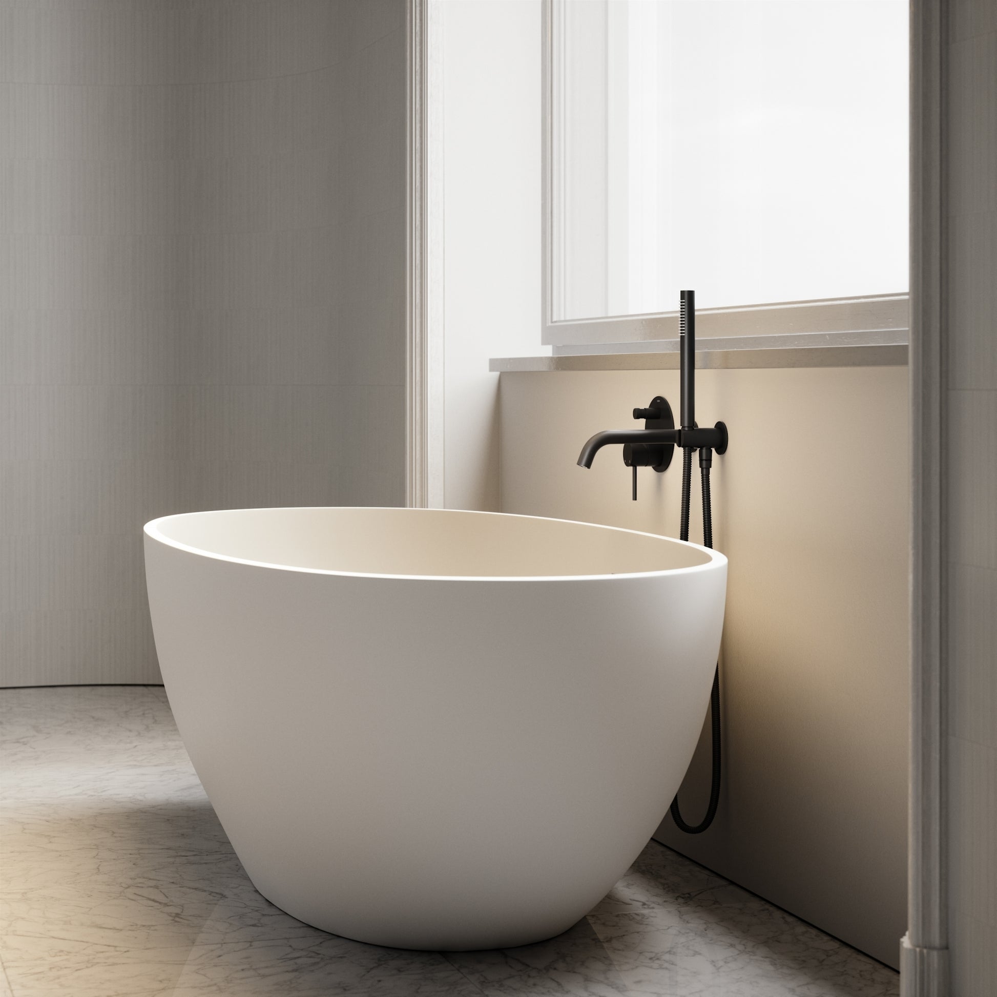 Luxe Matte Black Wall Mounted Bath Shower Mixer Tap