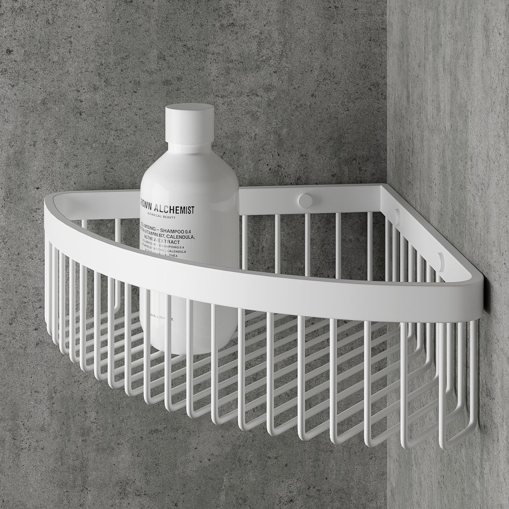 Luxe Matte White Corner Shower Storage Basket