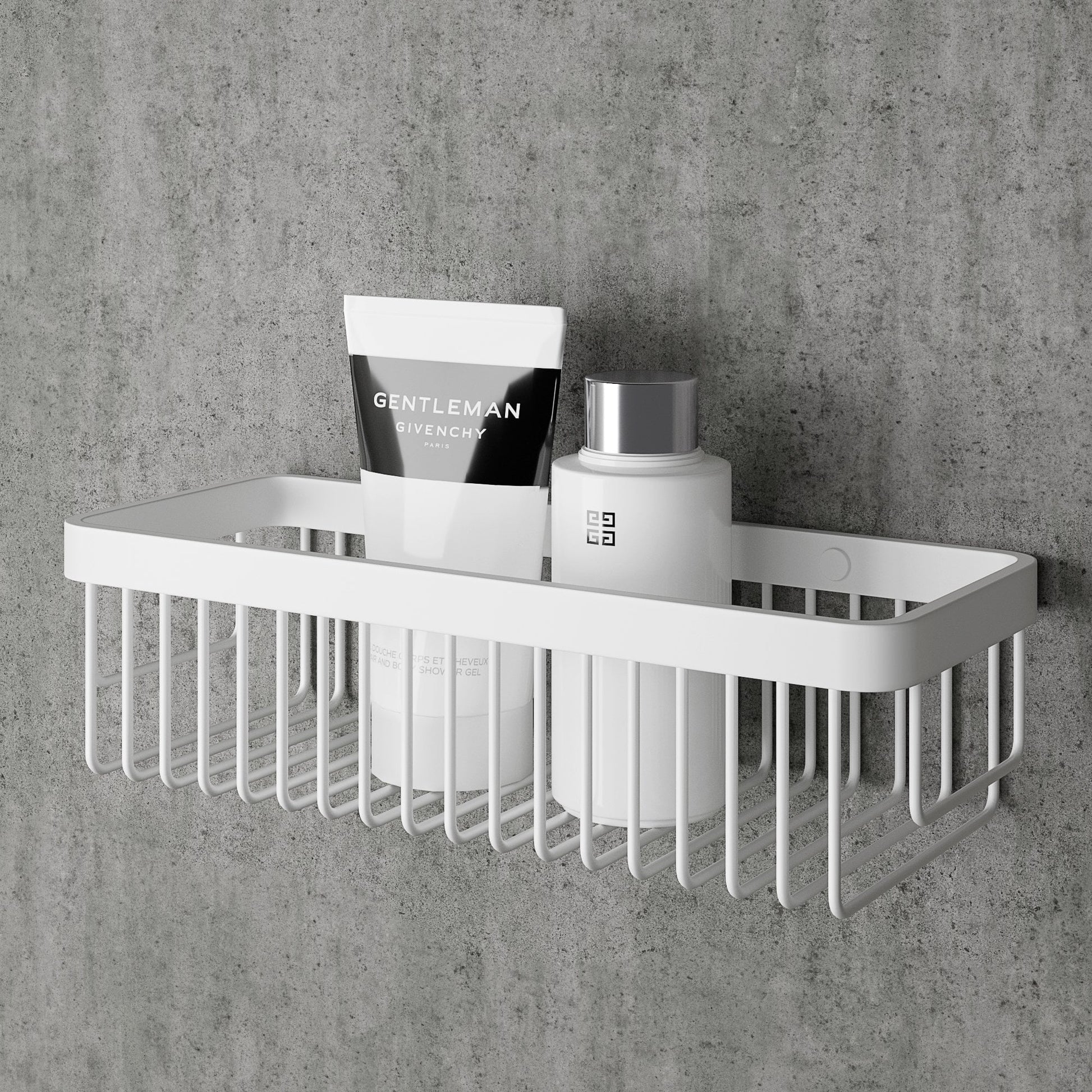 Luxe Matte White Large Shower Storage Basket