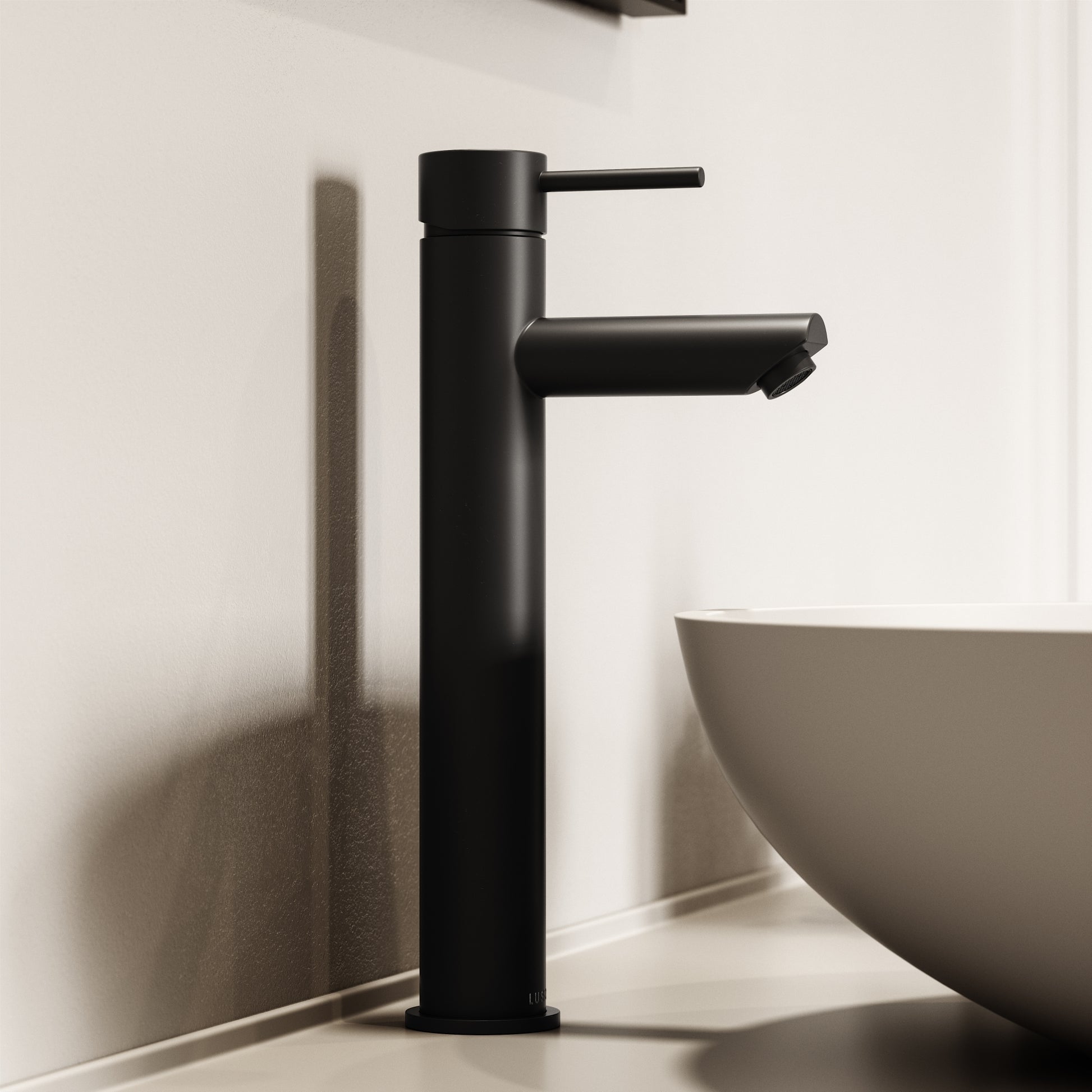 Luxe Monobloc Matte Black Tall Basin Mixer Tap