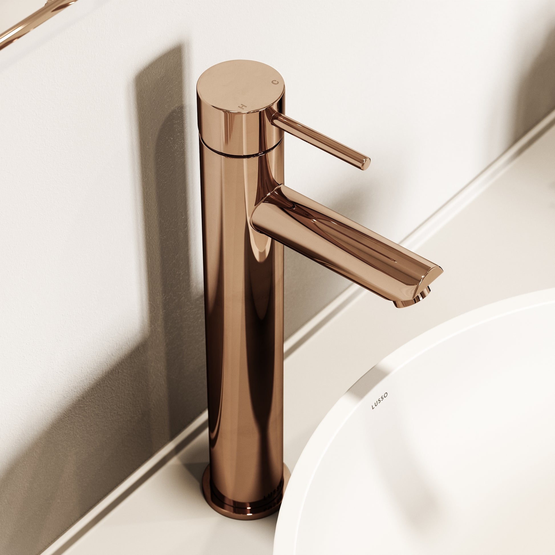 Luxe Monobloc Rose Gold Basin Tall Mixer Tap