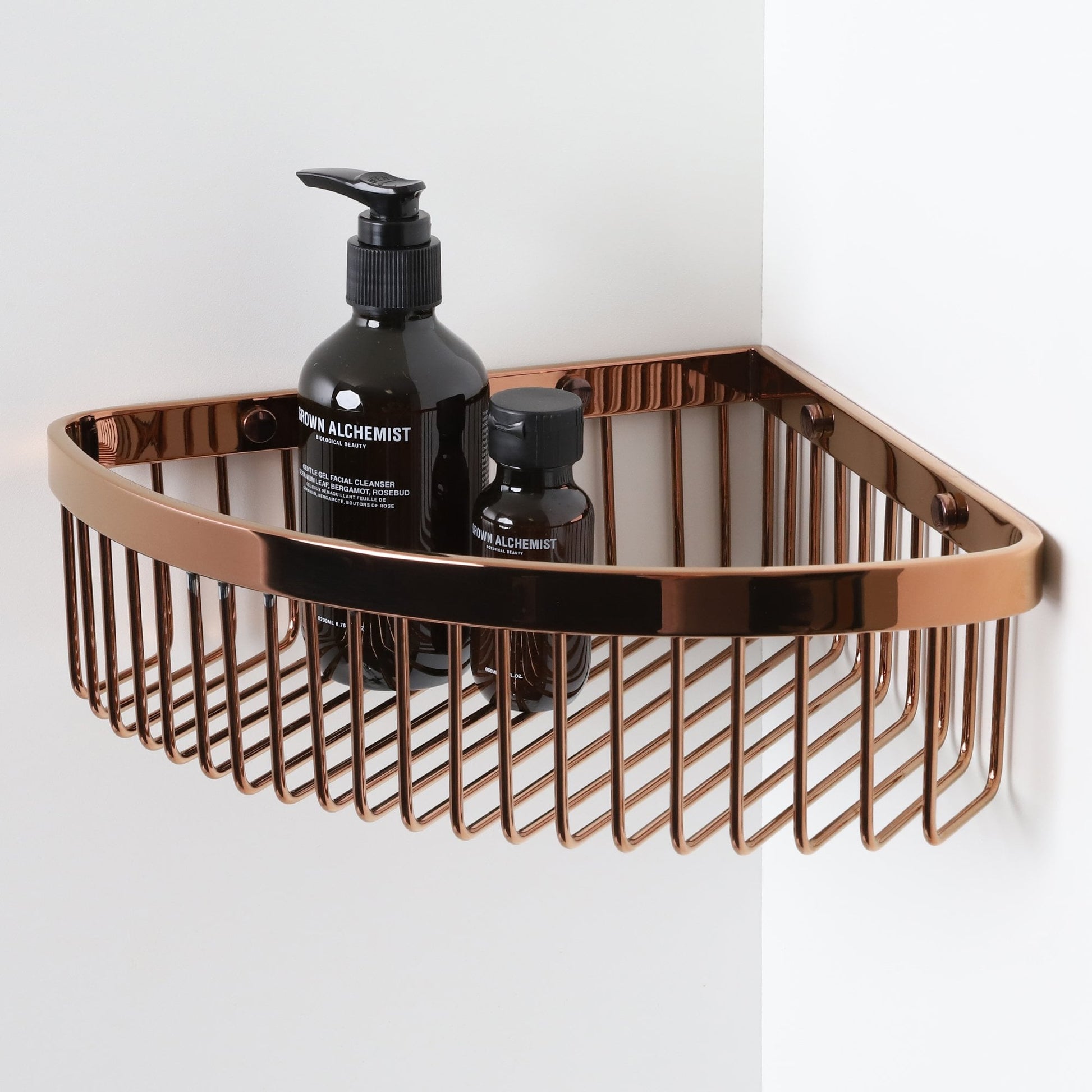 Luxe Rose Gold Corner Shower Storage Basket