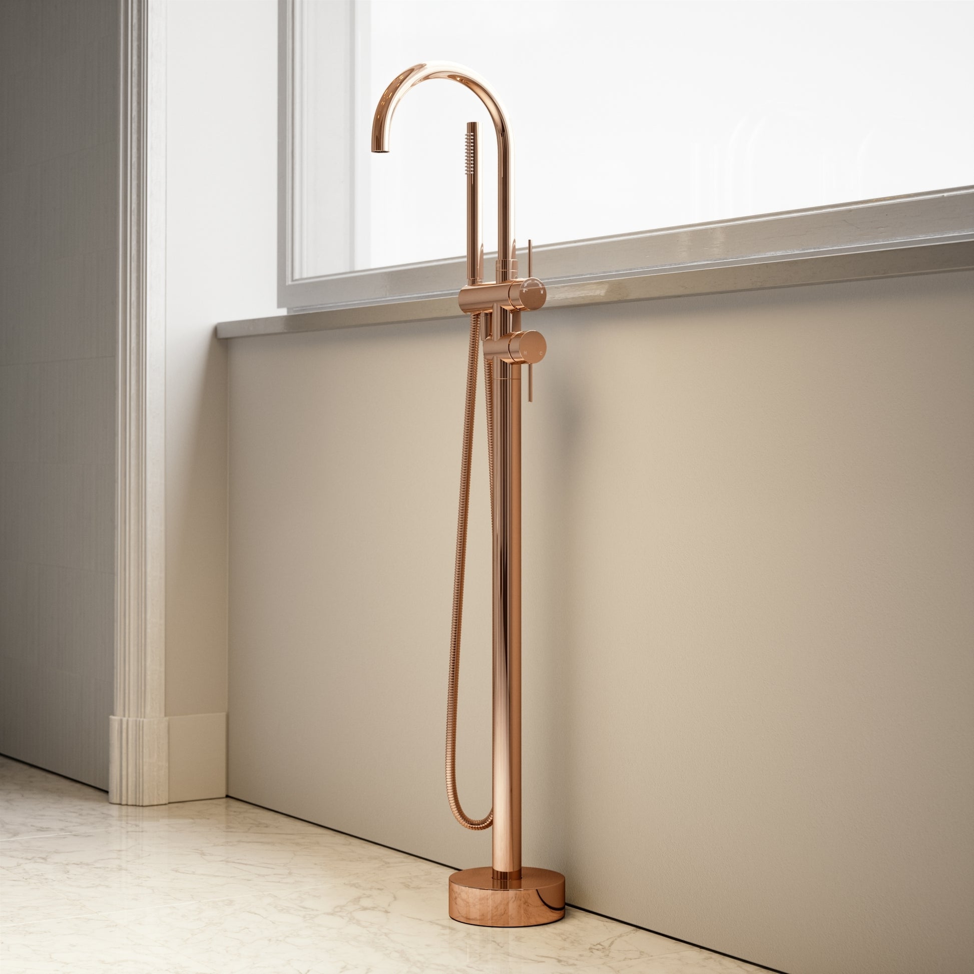 Luxe Rose Gold Floorstanding Bath Shower Mixer Tap