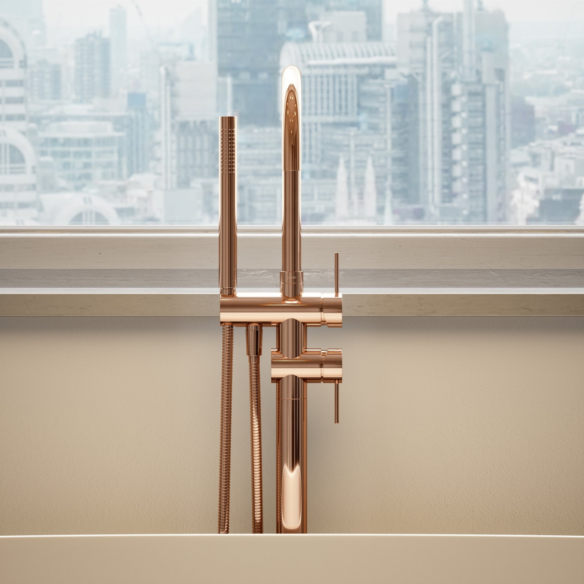 Luxe Rose Gold Floorstanding Bath Shower Mixer Tap
