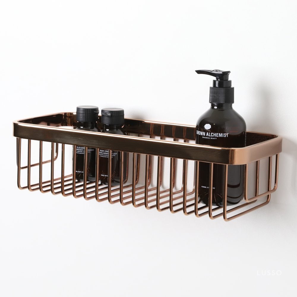 Luxe Rose Gold Large Shower Storage Basket