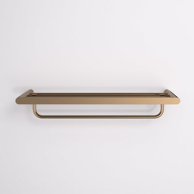 Luxe Rose Gold Towel Shelf With Rail 600mm