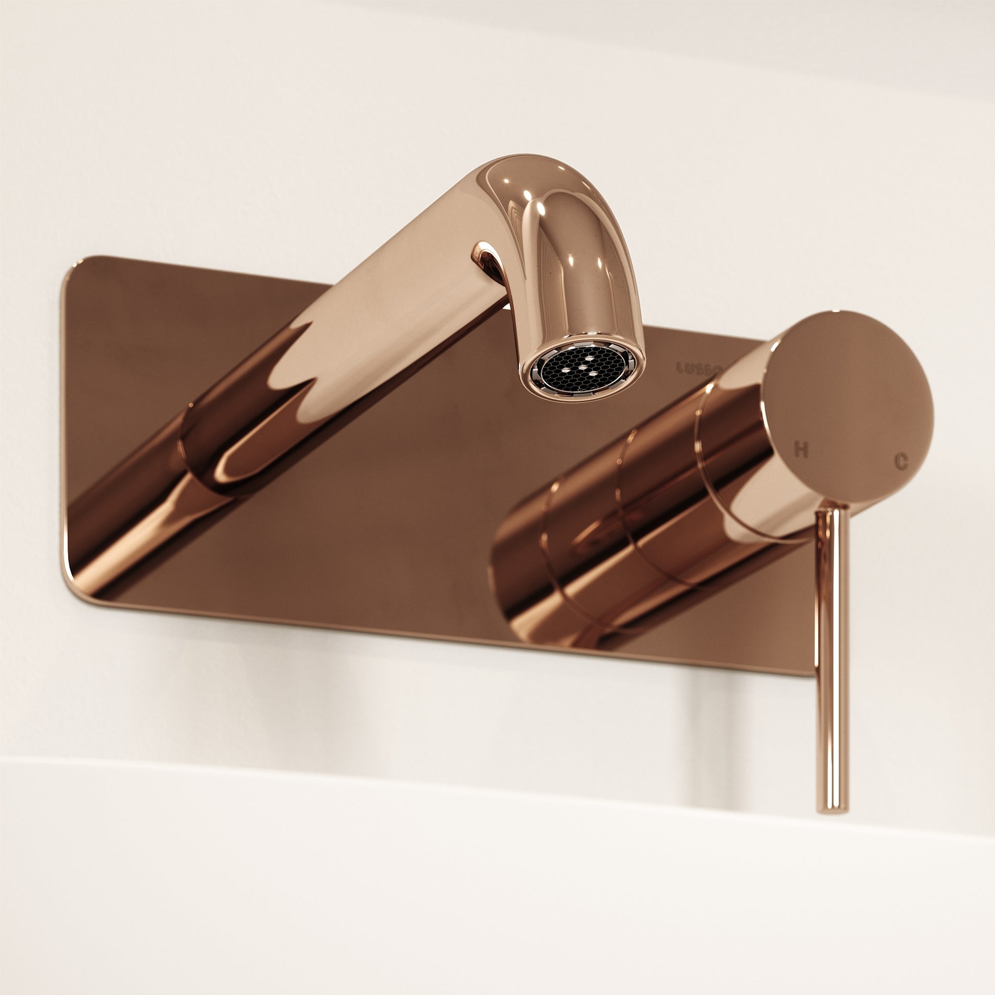 Luxe Rose Gold Wall Mounted Basin Mixer Tap V2