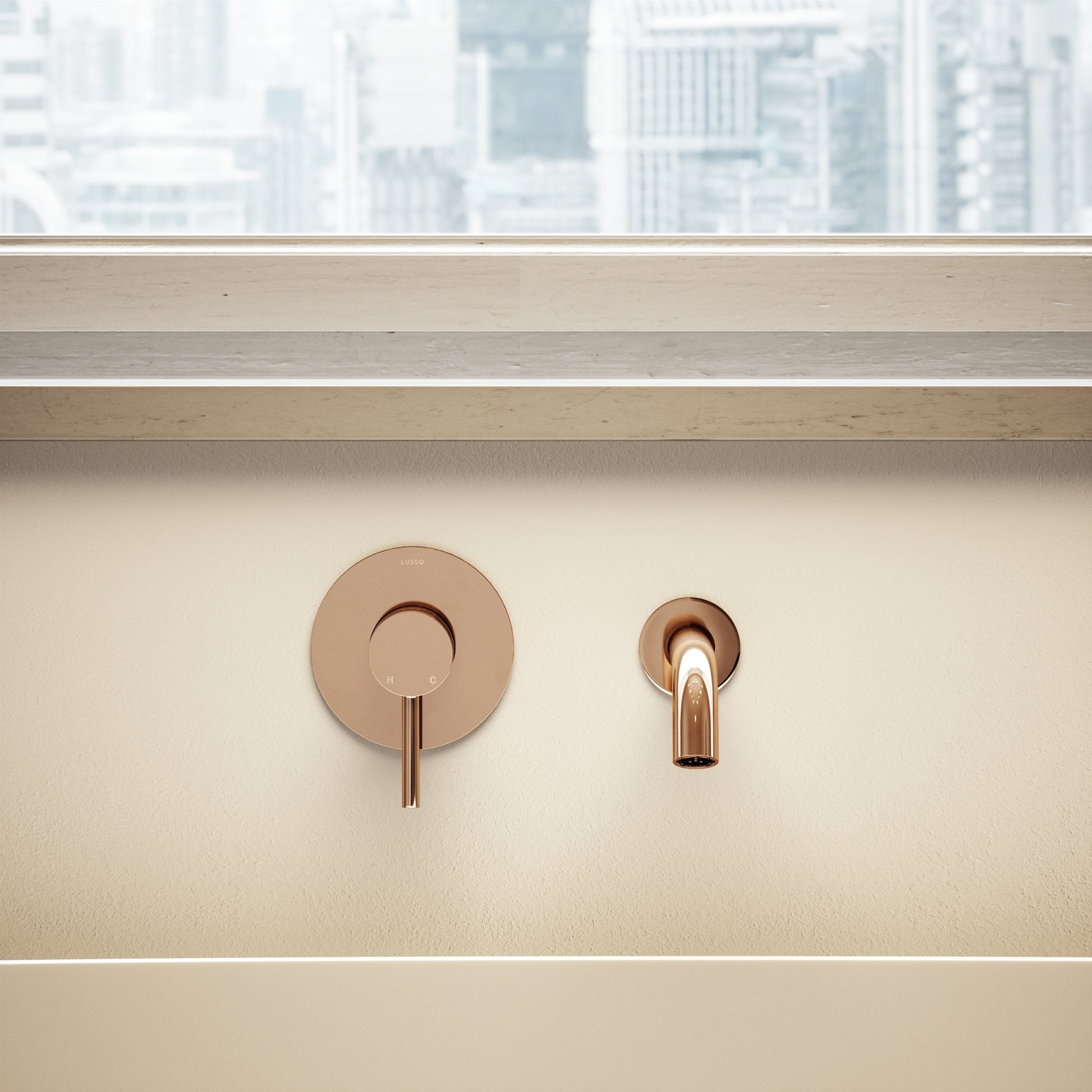 Luxe Rose Gold Wall Mounted Bath Mixer Tap