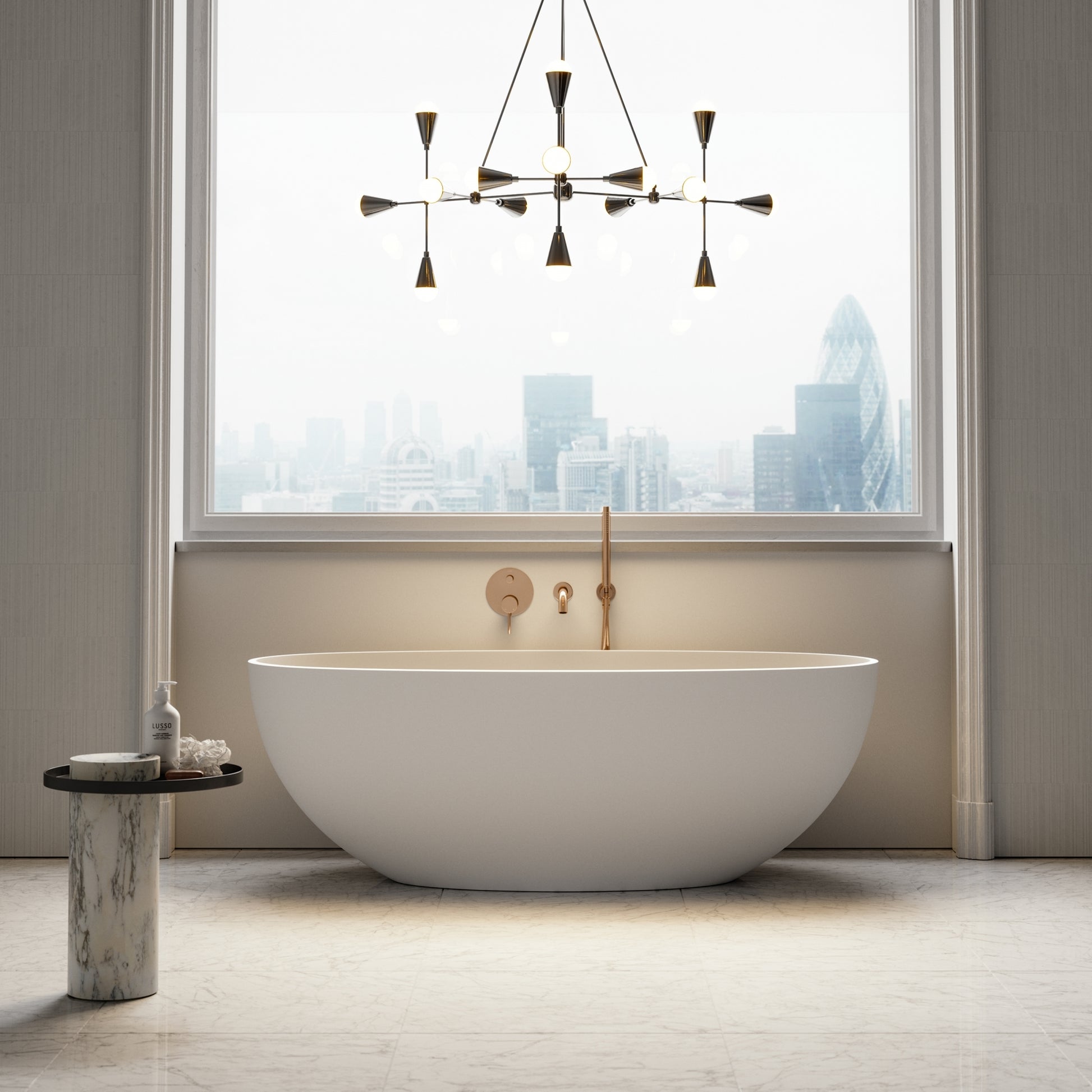 Luxe Rose Gold Wall Mounted Bath Shower Mixer Tap