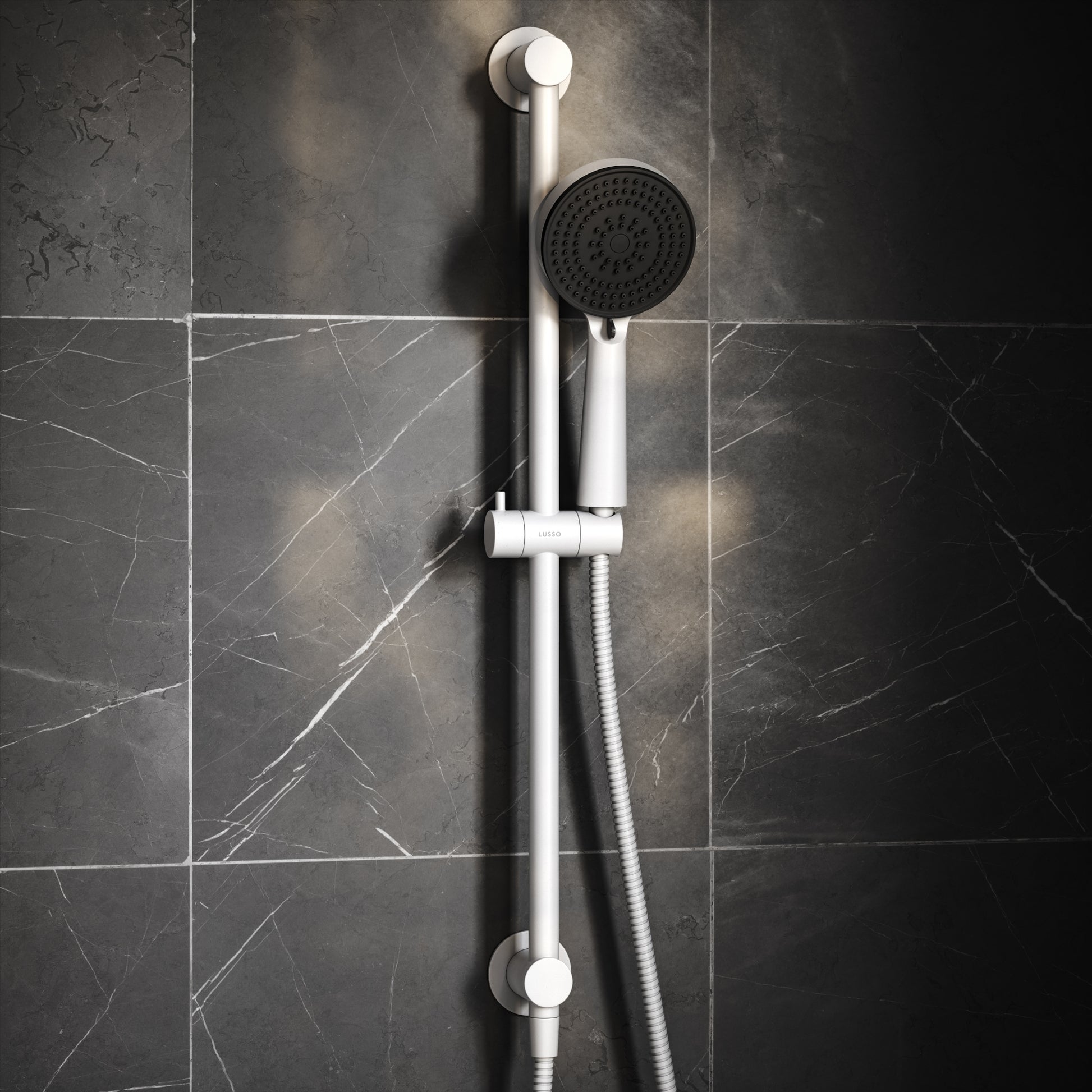 Luxe Silk Matte White Thermostatic Shower with Handheld Shower