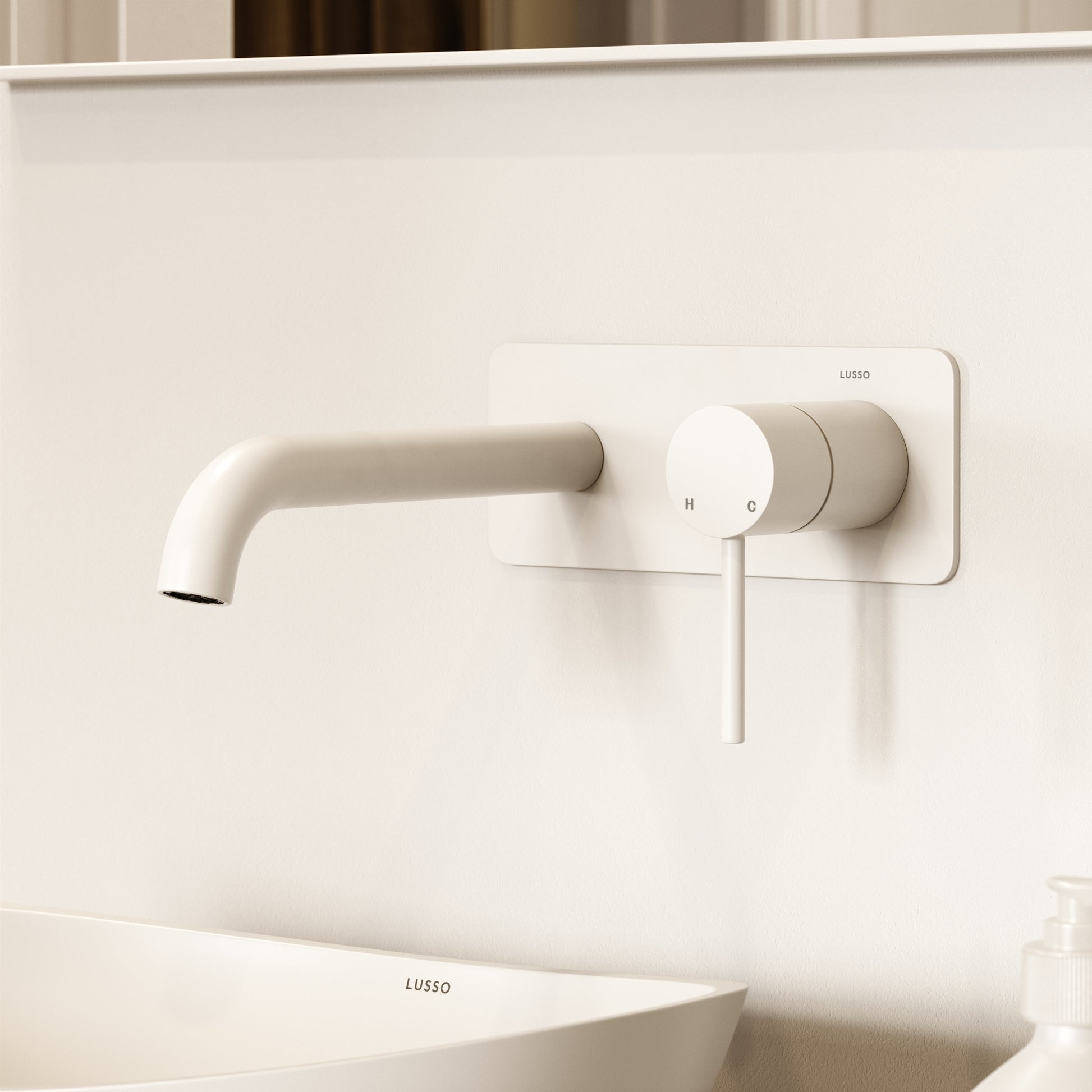 Luxe Silk Matte White Wall Mounted Basin Mixer Tap V2
