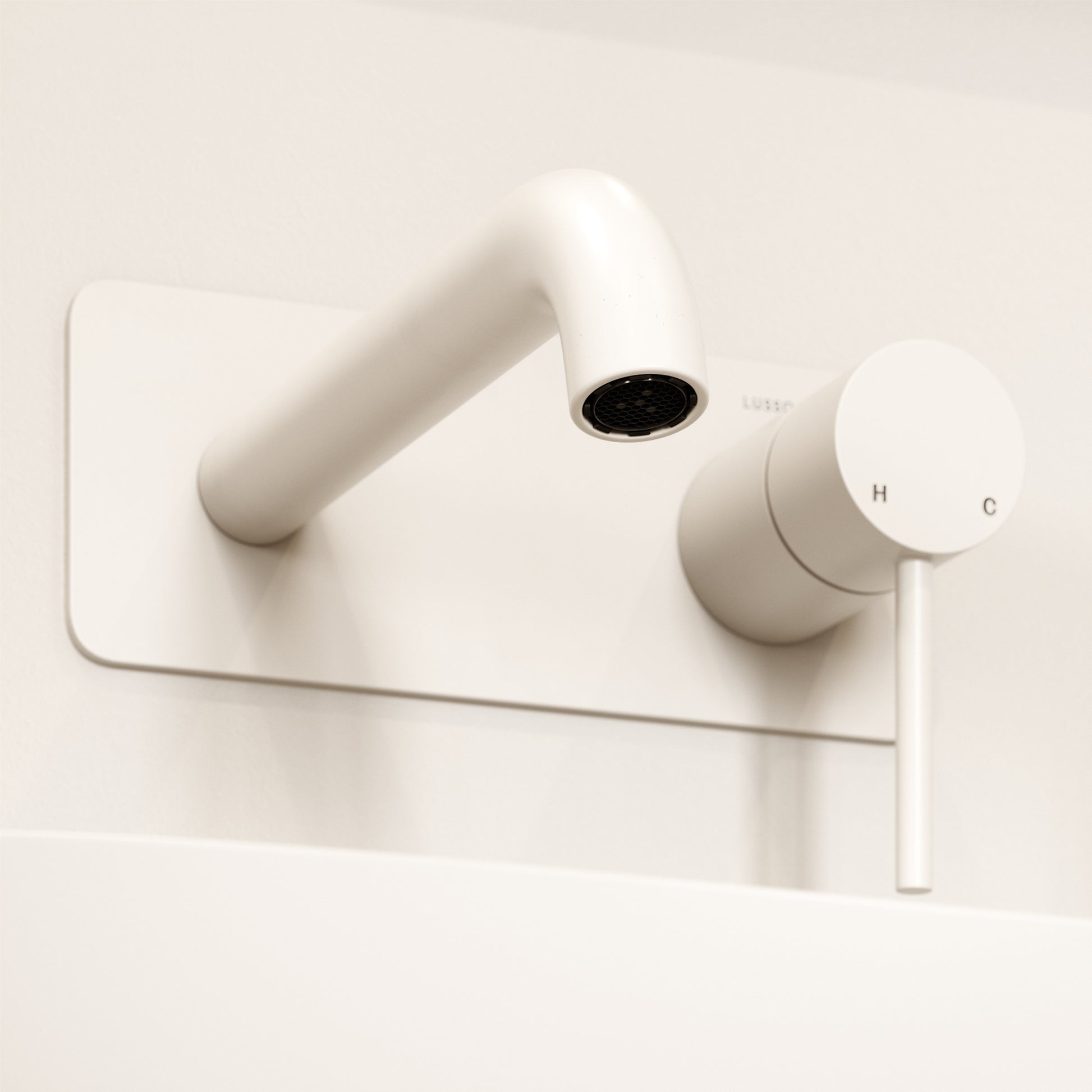 Luxe Silk Matte White Wall Mounted Basin Mixer Tap V2