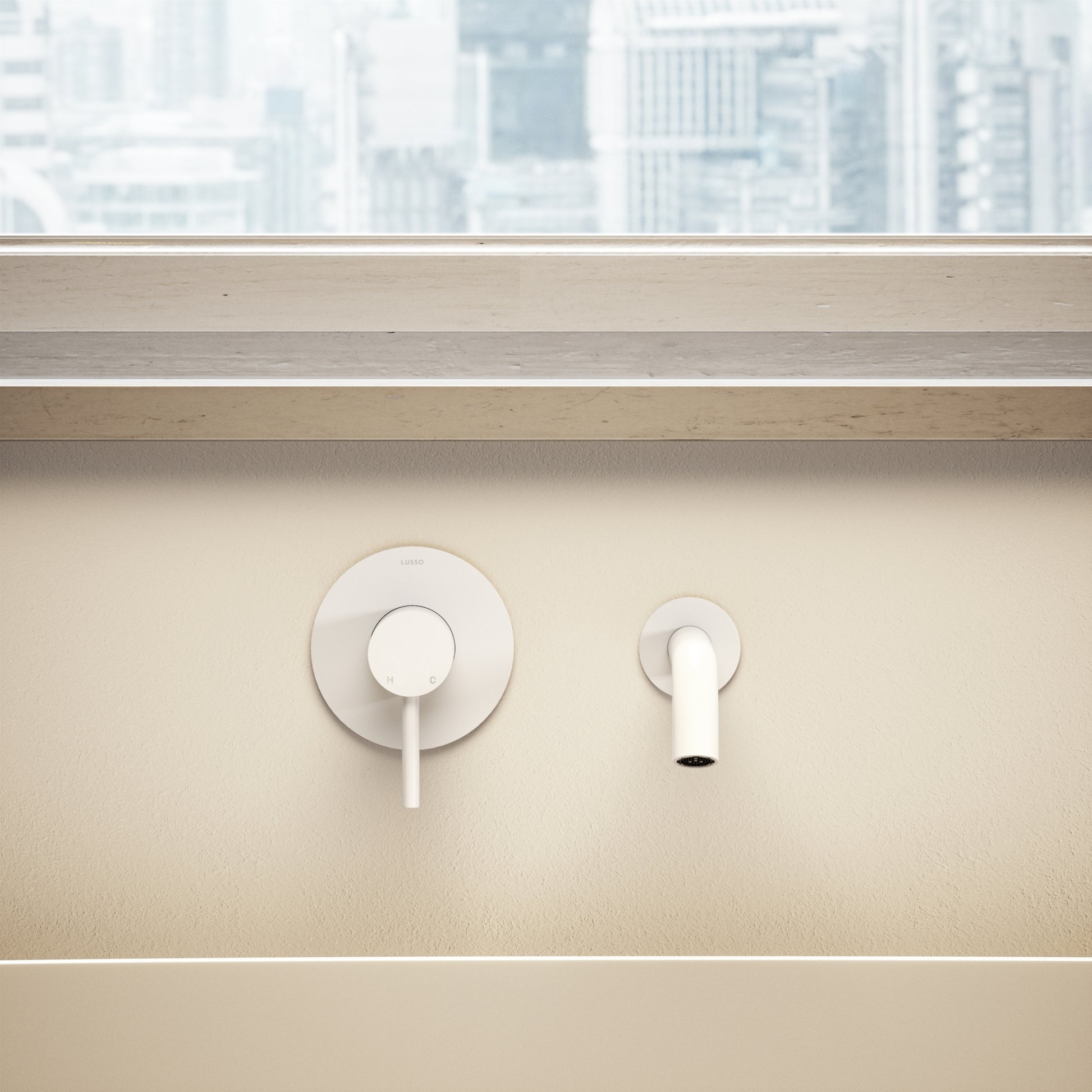 Luxe Silk Matte White Wall Mounted Bath Mixer Tap