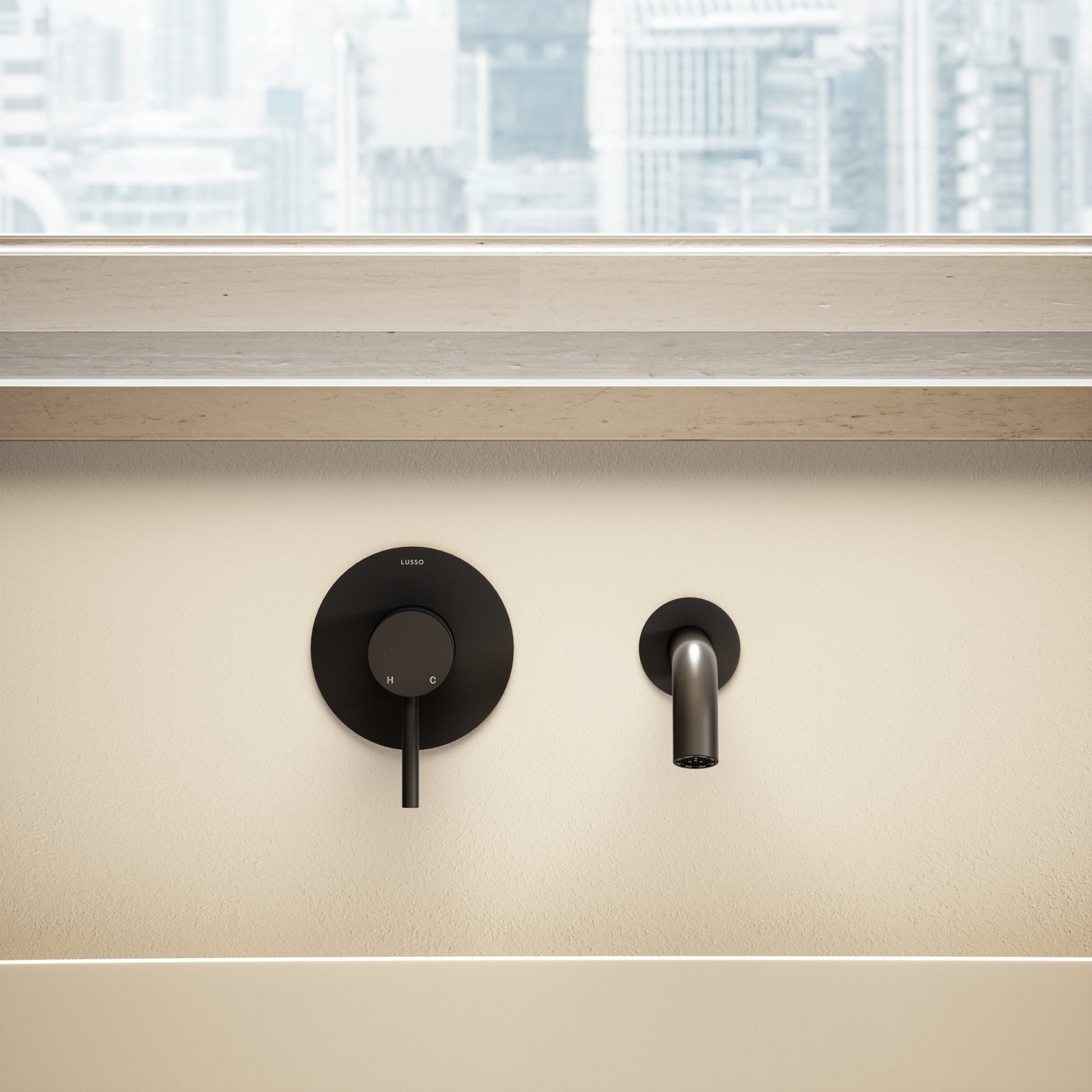 Luxe Wall Mounted Bath Mixer Tap Matte Black