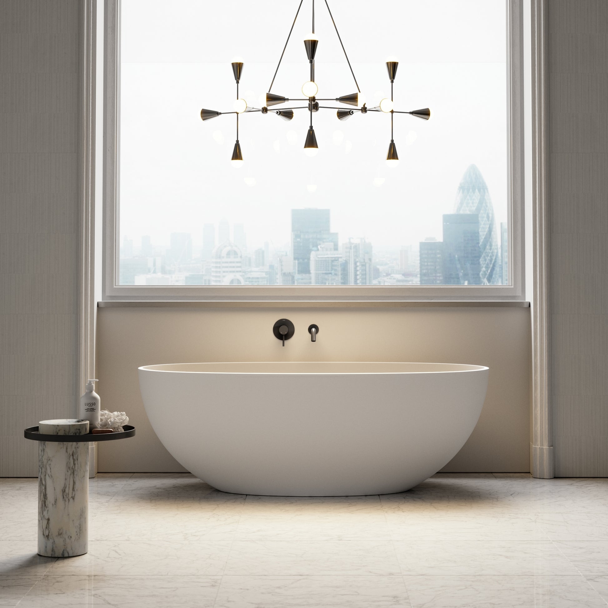 Luxe Wall Mounted Bath Mixer Tap Matte Black