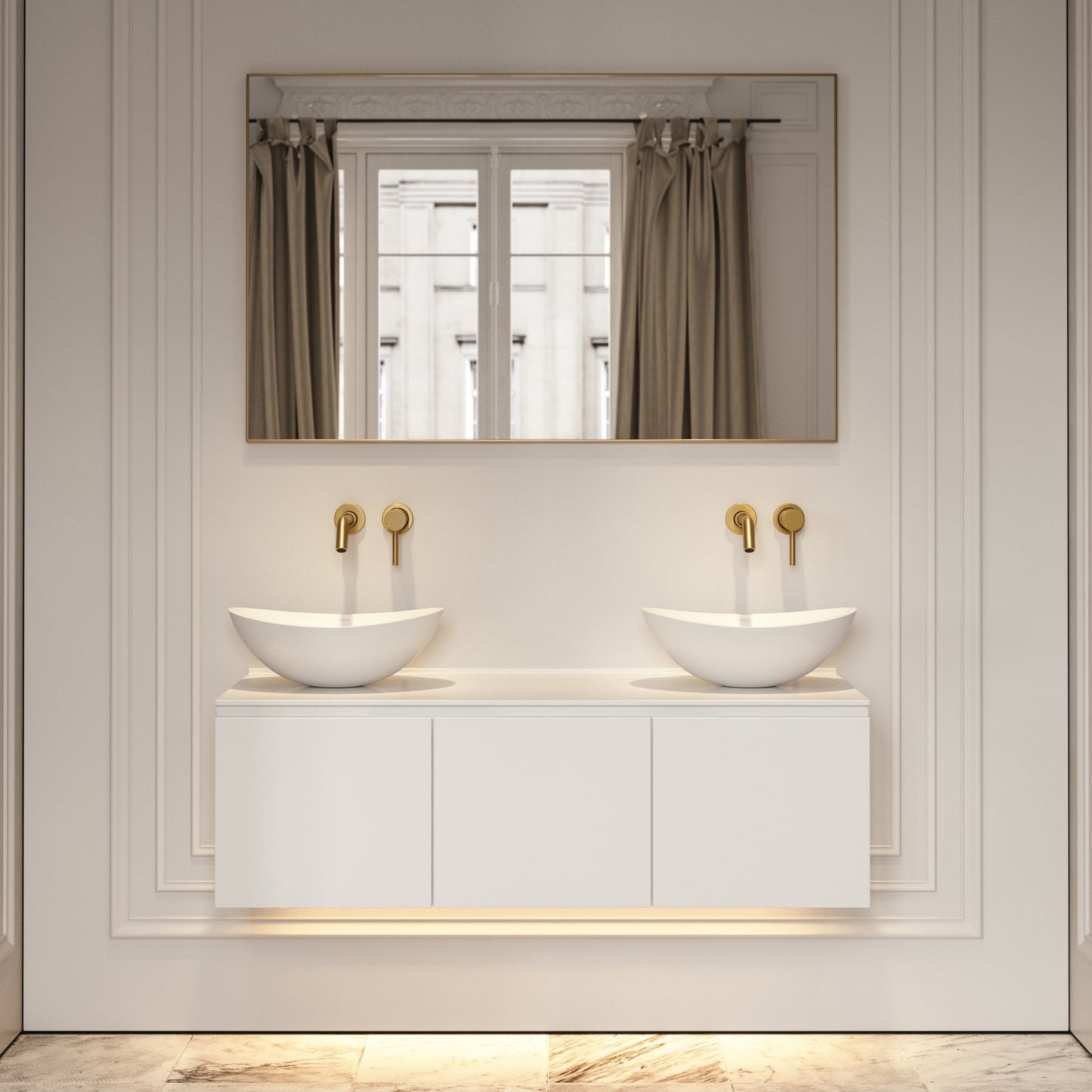 Luxor Matte White Stone Vanity Unit 1200mm