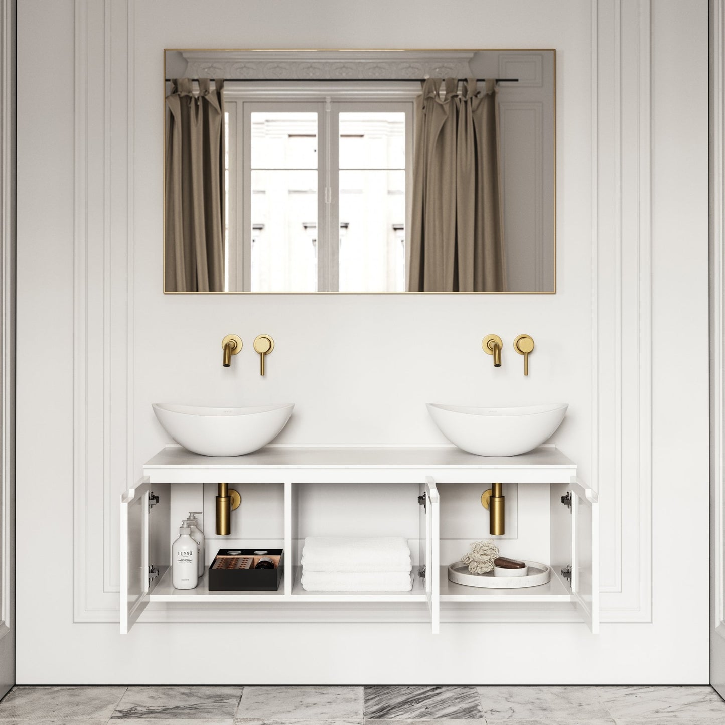 Luxor Matte White Stone Vanity Unit 1200mm