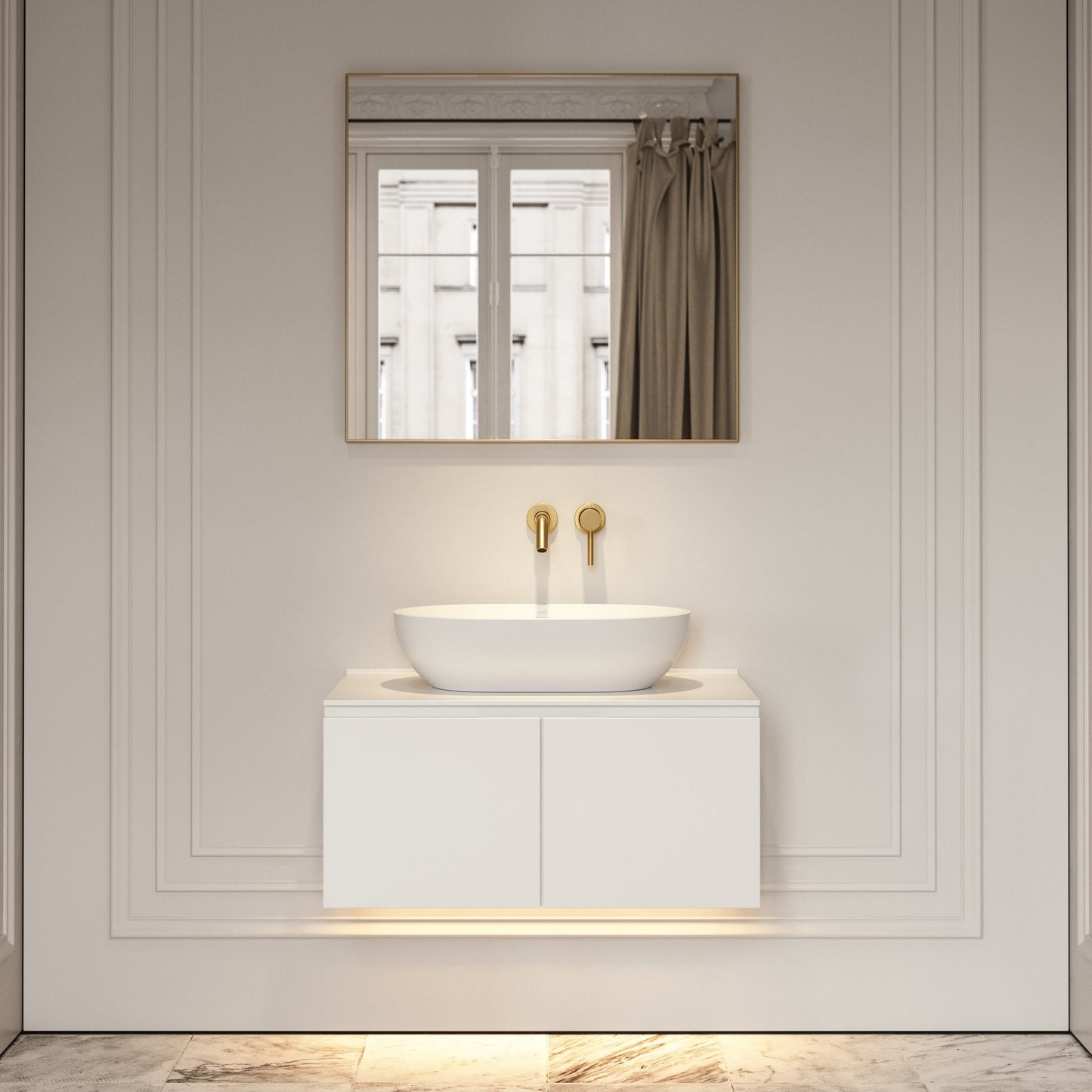 Luxor Matte White Stone Vanity Unit 800mm