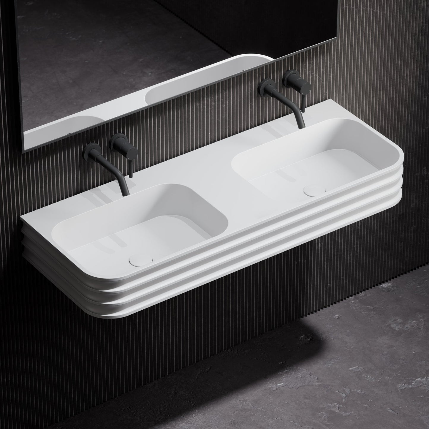 Maddox Wall Mounted Double Stone Basin 1200mm