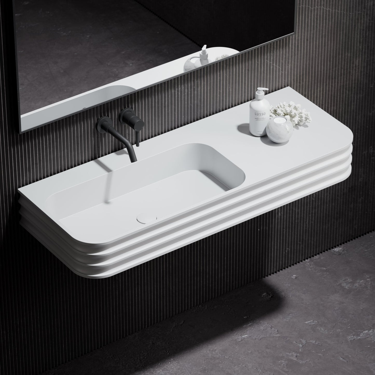 Maddox Wall Mounted Large Stone Basin 1200mm