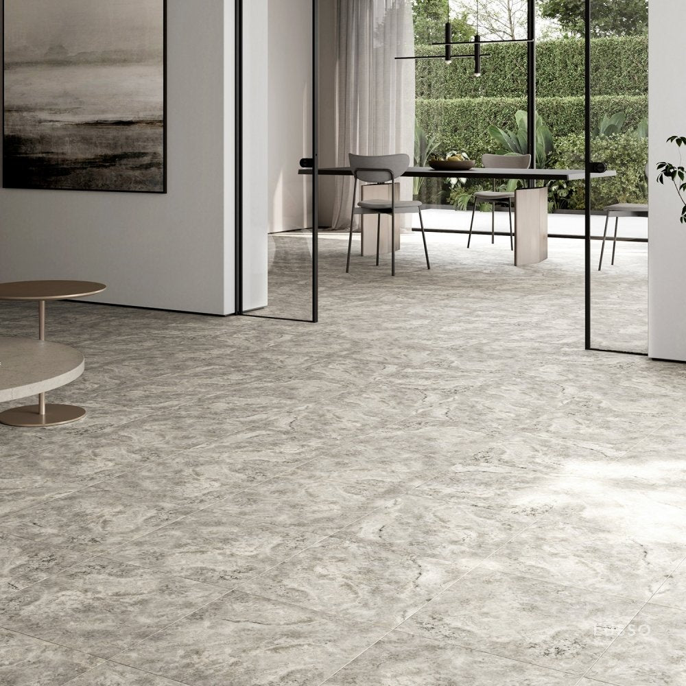 Manzoni Light Taupe Travertine Porcelain Wall or Floor Tile 600 x 600mm