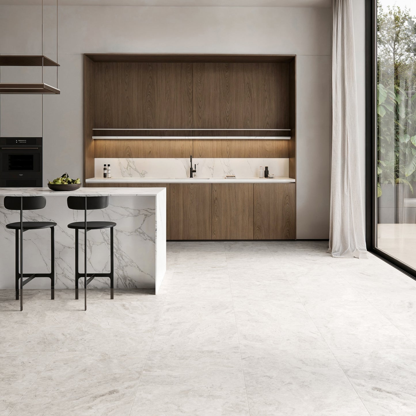 Manzoni White Travertine Porcelain Wall or Floor Tile 1200 x 600mm