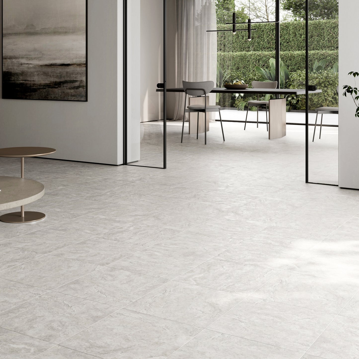 Manzoni White Travertine Porcelain Wall or Floor Tile 600 x 600mm
