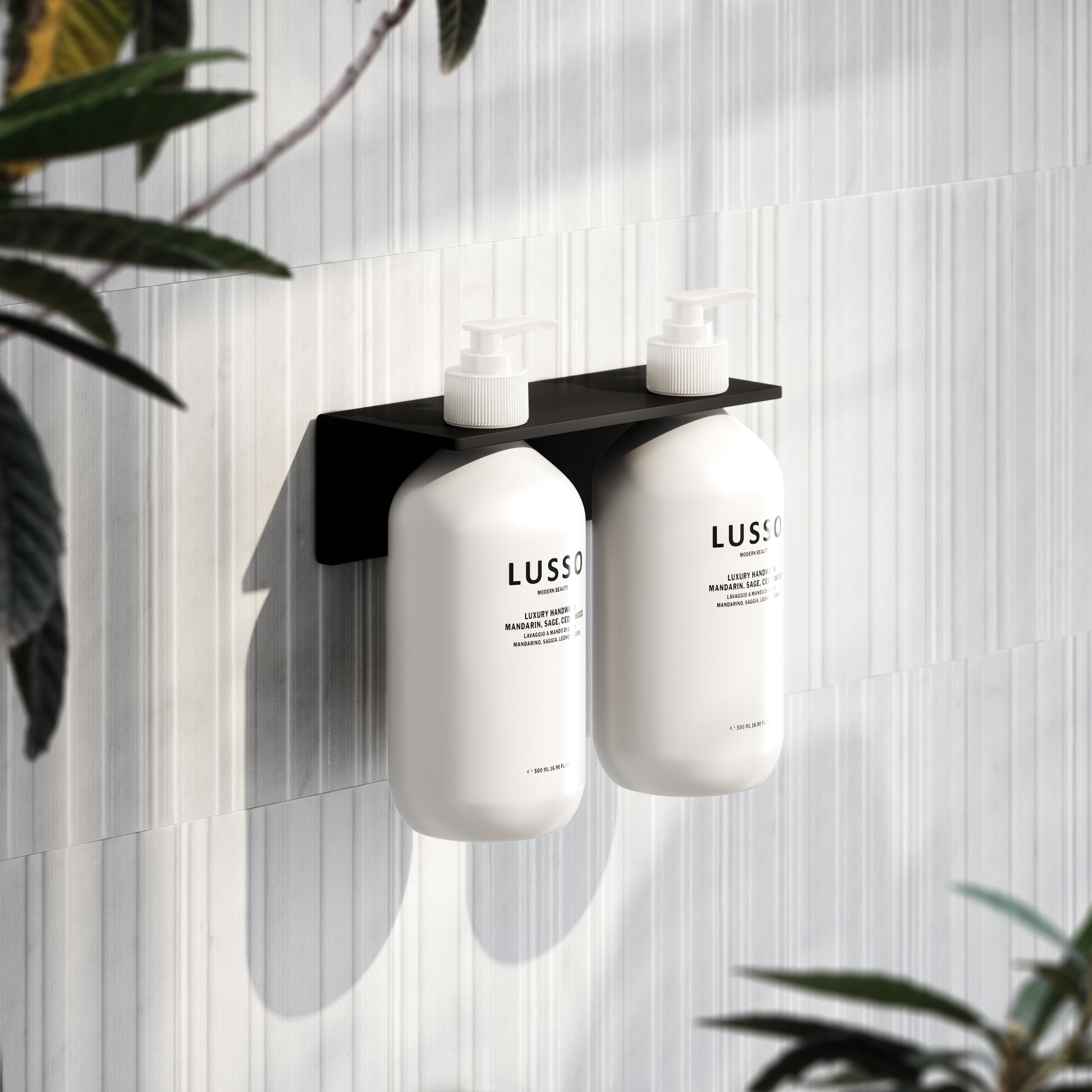 Matte Black Double Soap Dispenser Wall Bracket