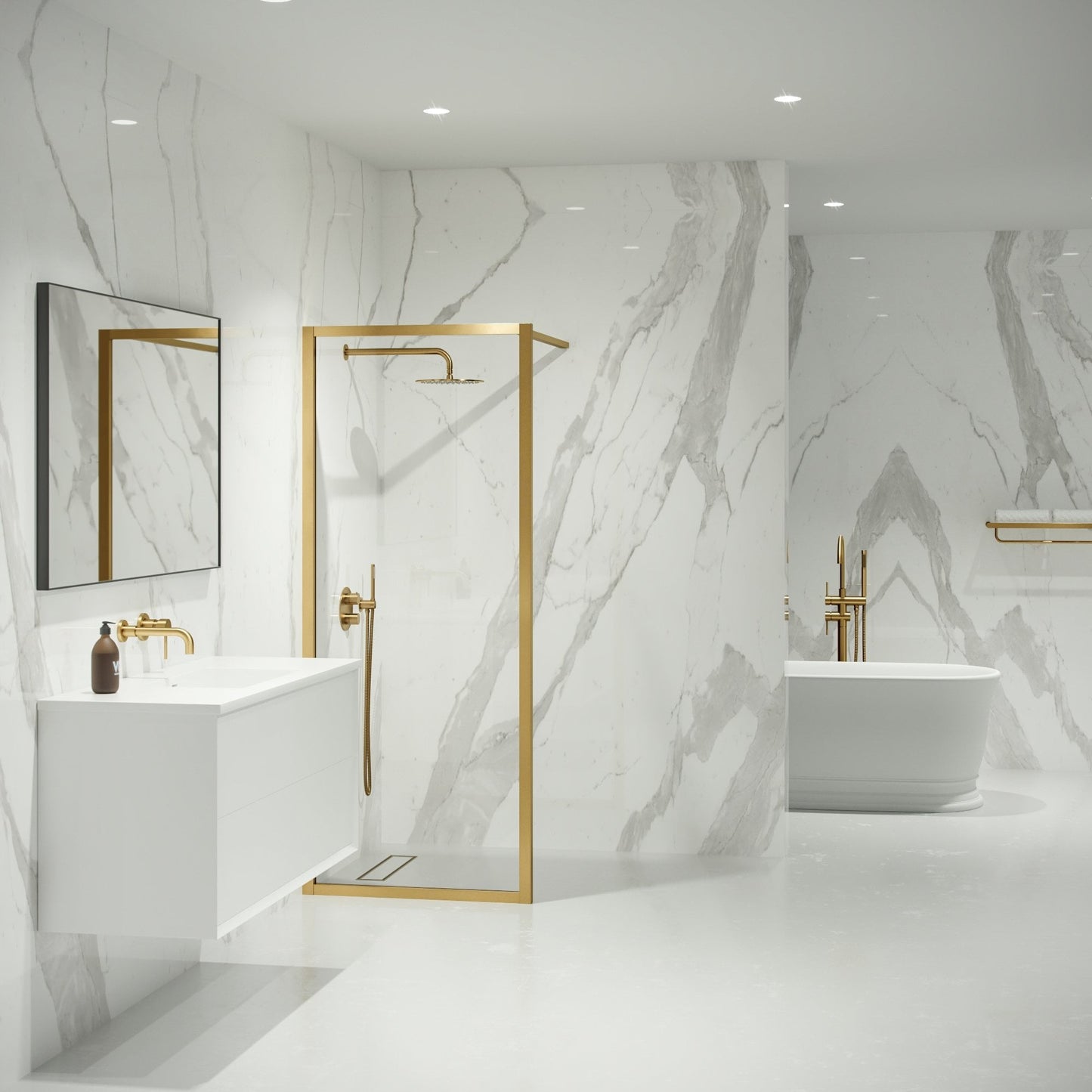 Mayfair Brushed Gold Shower Screen (All sizes)