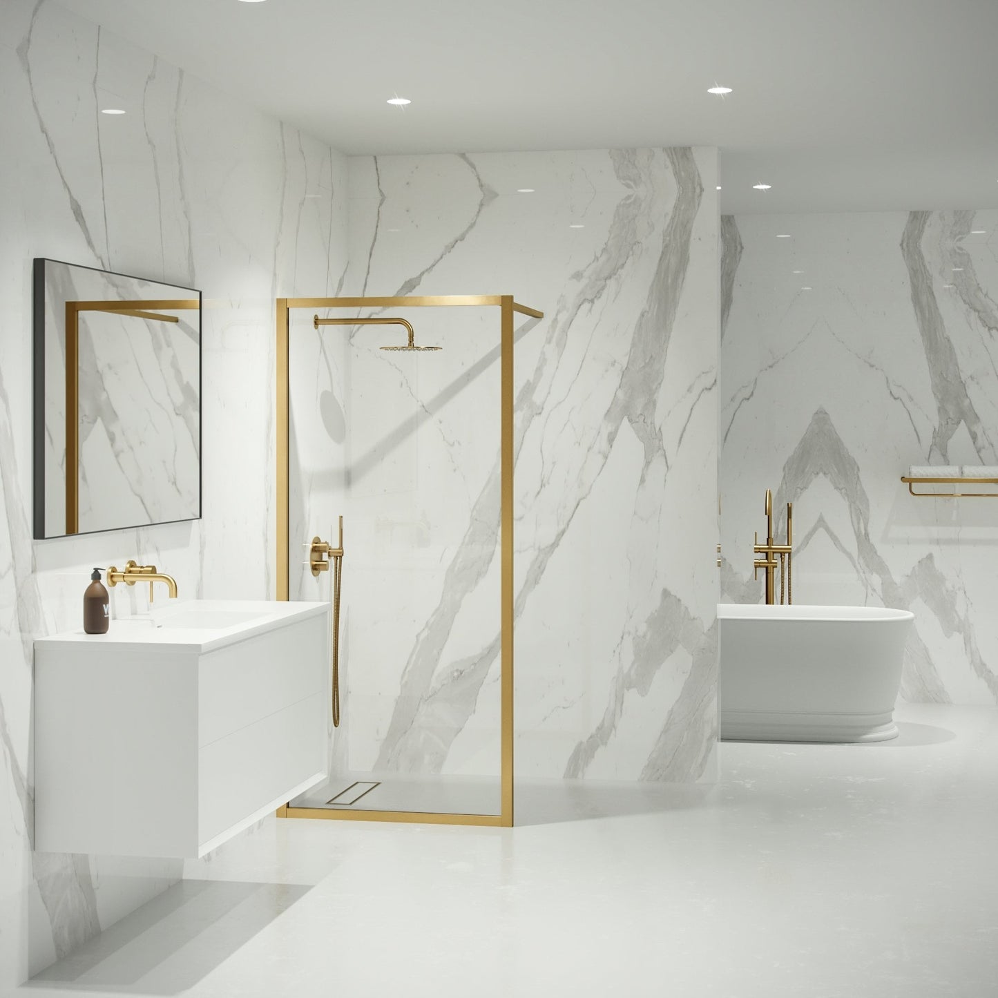 Mayfair Brushed Gold Shower Screen (All sizes)
