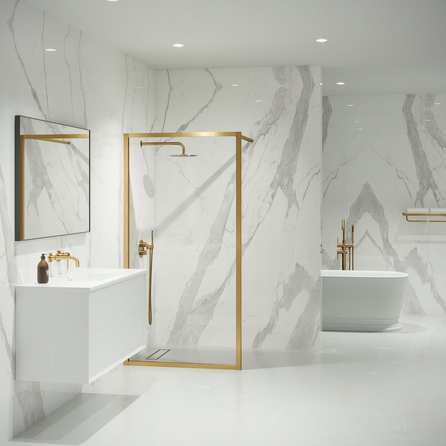 Mayfair Brushed Gold Shower Screen (All sizes)