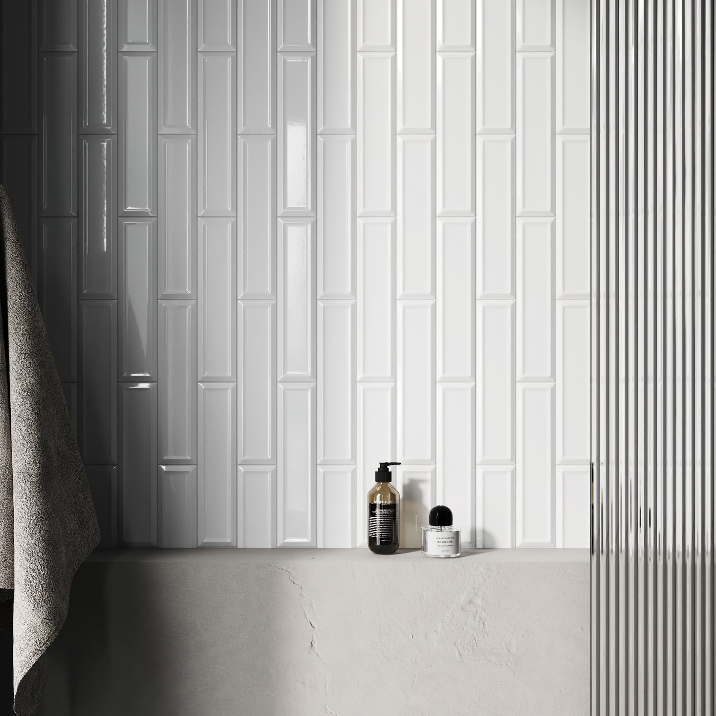 Metro Diamond White Glazed Porcelain Bevelled Wall Tile