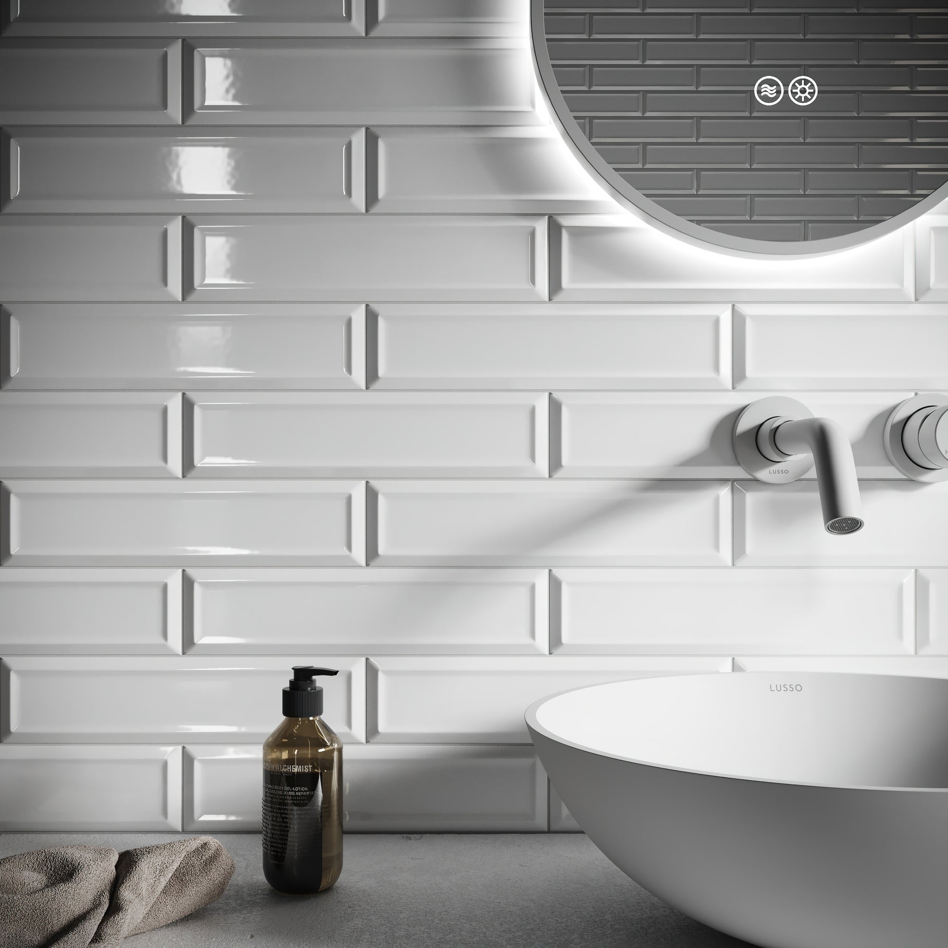 Metro Diamond White Glazed Porcelain Bevelled Wall Tile