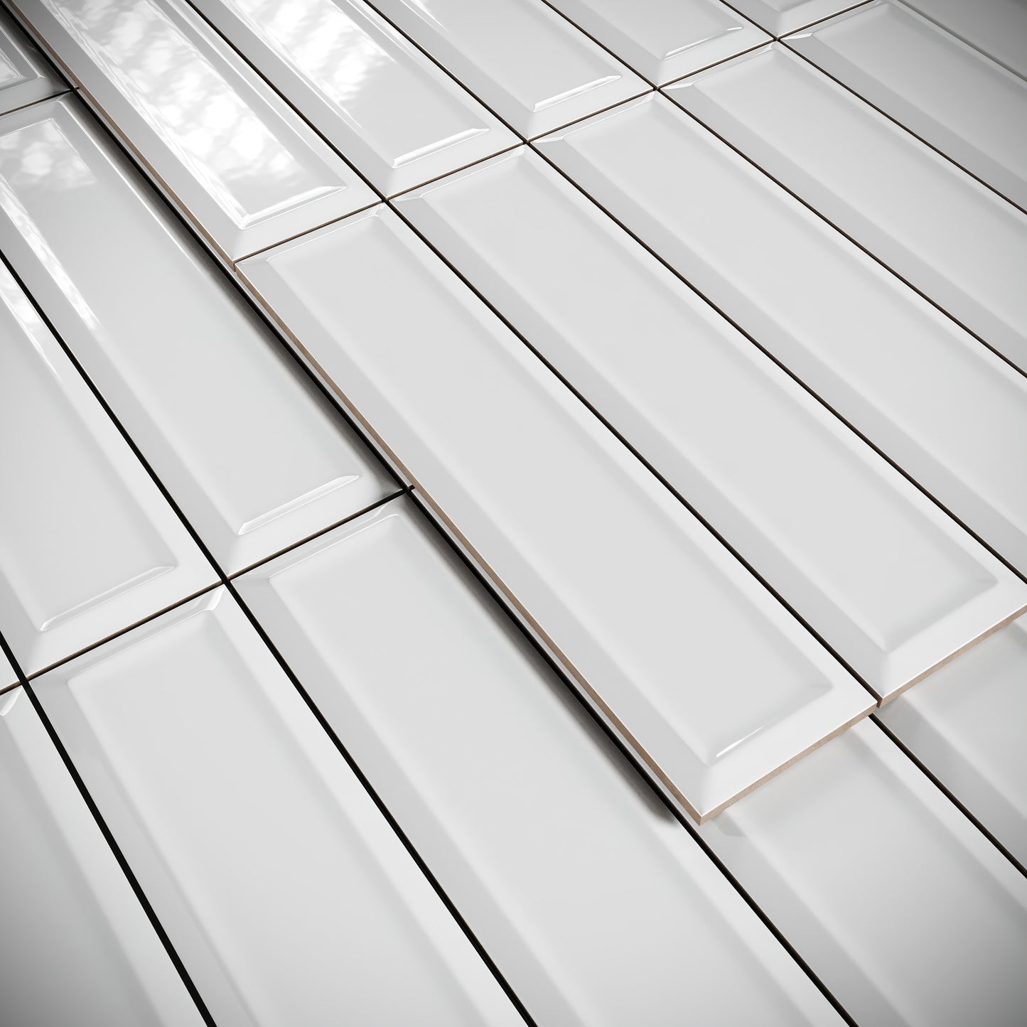 Metro Diamond White Glazed Porcelain Bevelled Wall Tile
