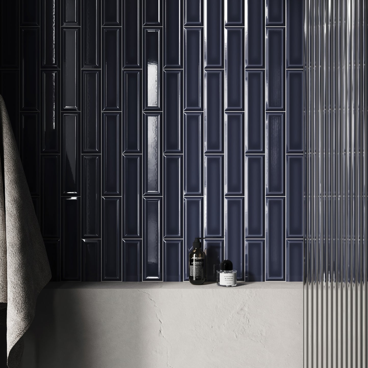 Metro Midnight Blue Glazed Porcelain Bevelled Wall Tile