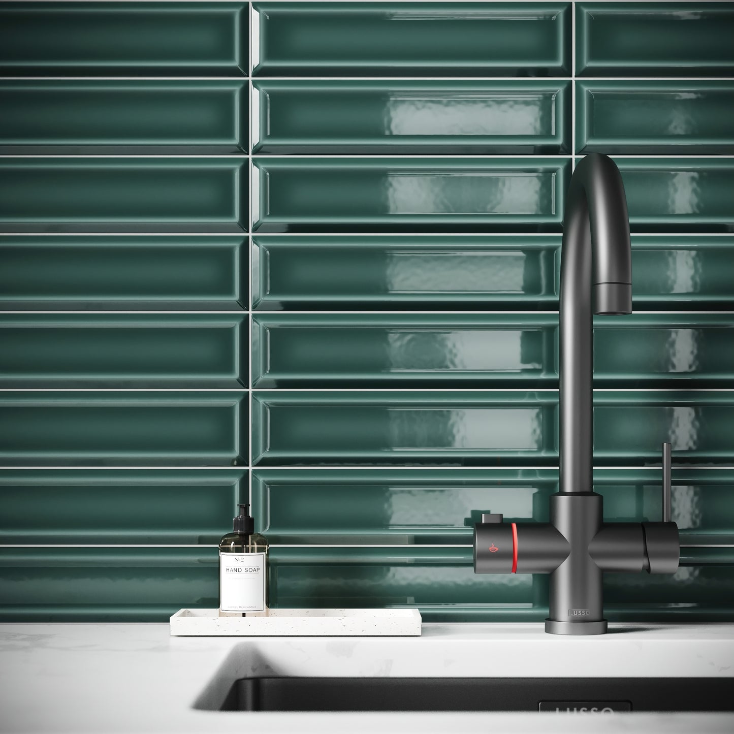 Metro Rich Emerald Glazed Porcelain Bevelled Wall Tile