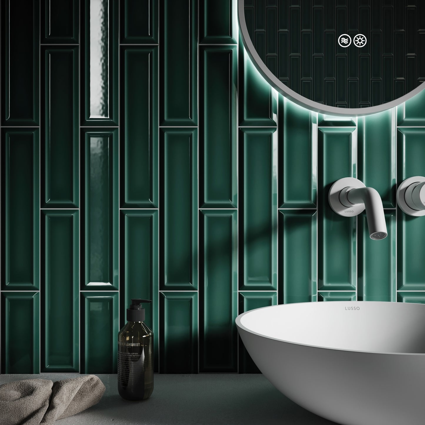 Metro Rich Emerald Glazed Porcelain Bevelled Wall Tile